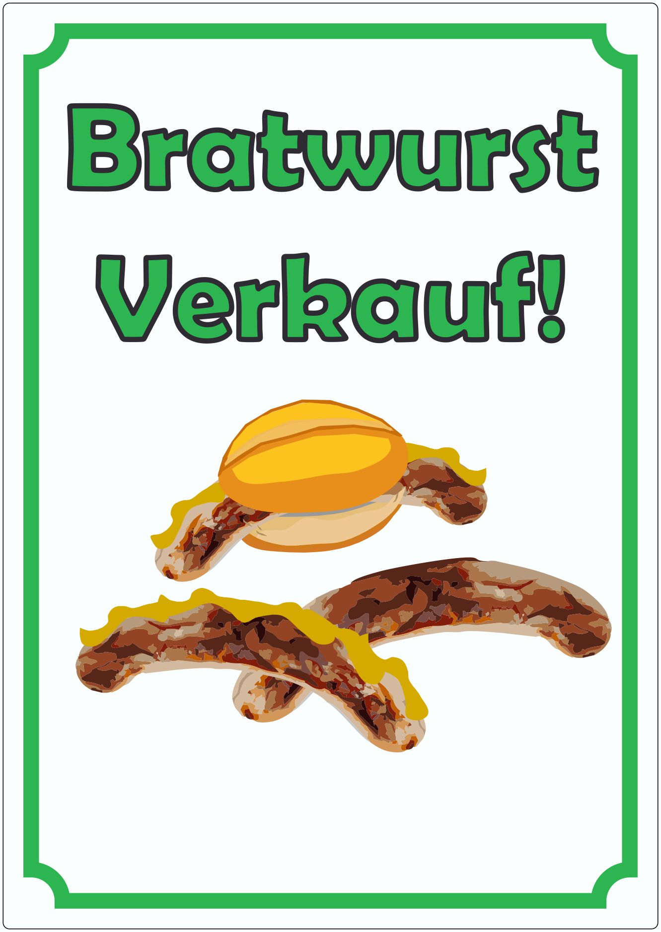 Bratwurst Werbeaufkleber Aufkleber innenklebend Hochkant