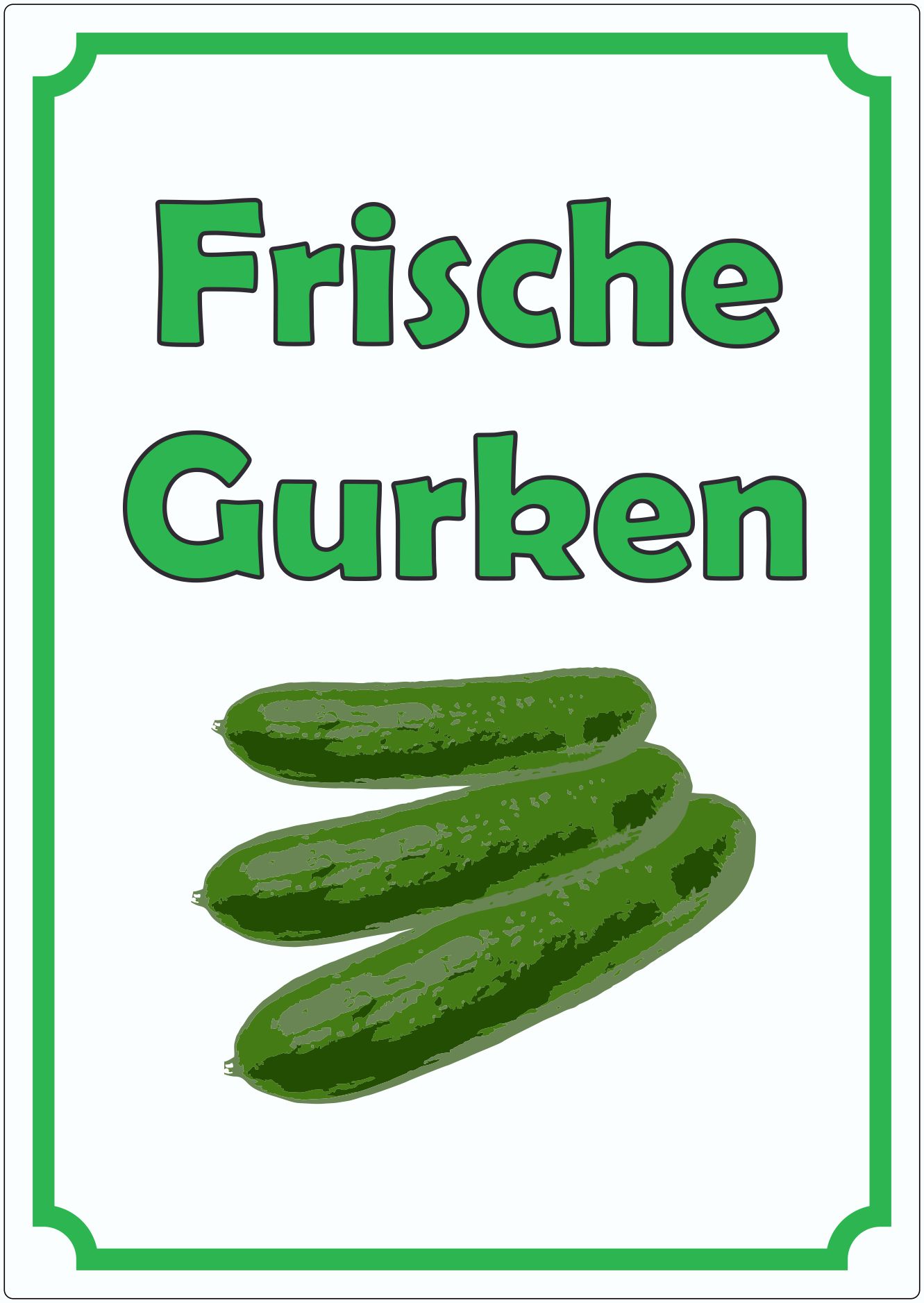 Frische Gurken Aufkleber innenklebend Hochkant