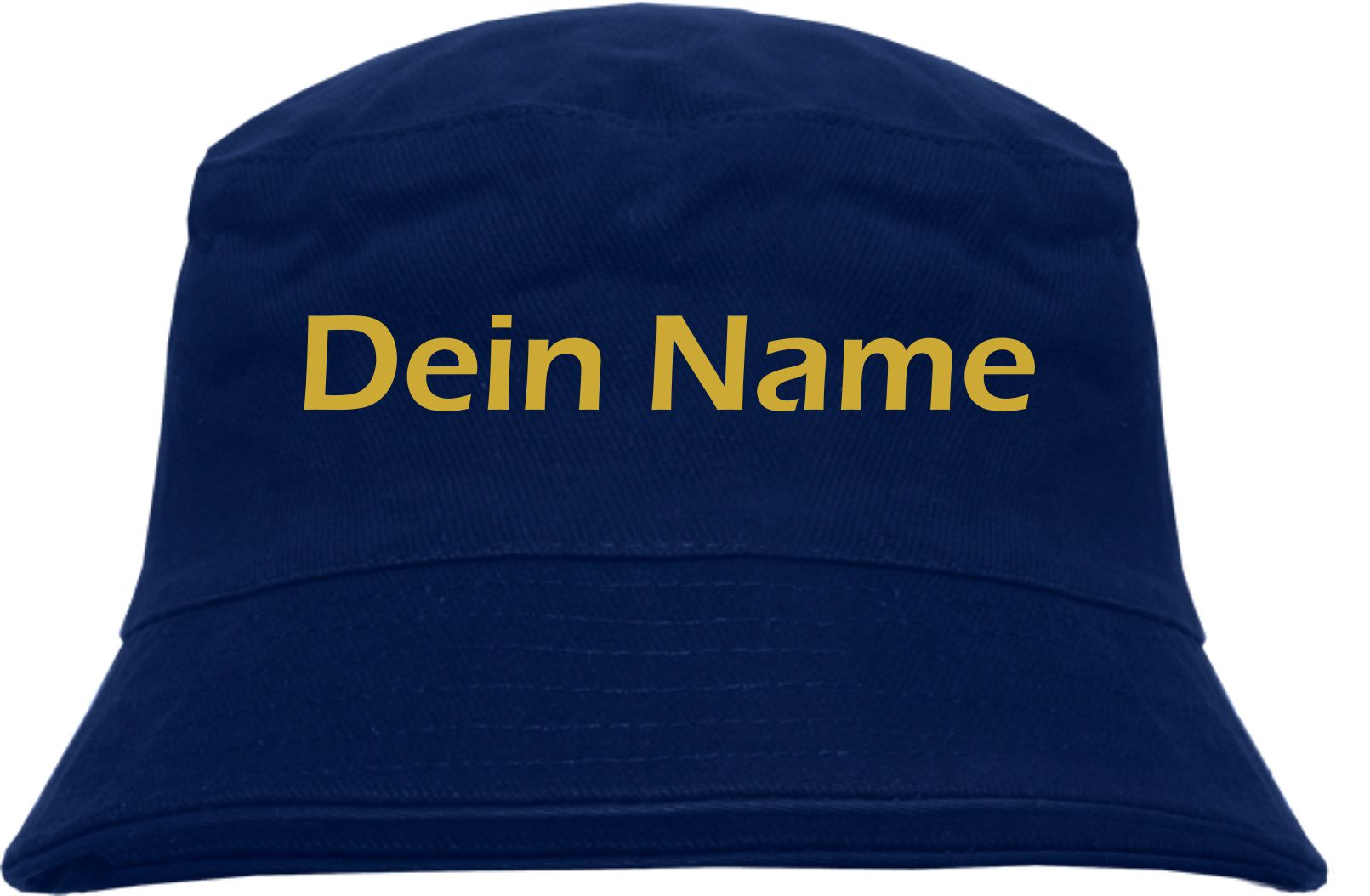 Individueller Fischerhut - dunkelblau - Blockschrift - Bucket Hat mit Wunschtext bedruckt