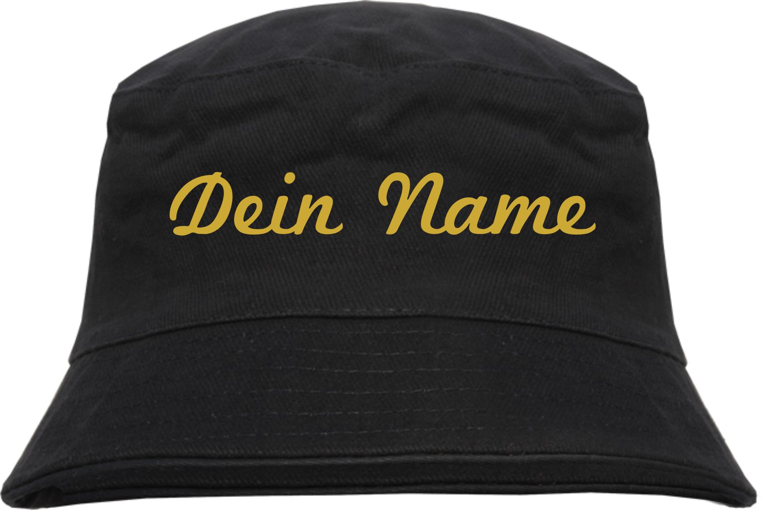 Individueller Fischerhut - schwarz - Schreibschrift - Bucket Hat mit Wunschtext bedruckt