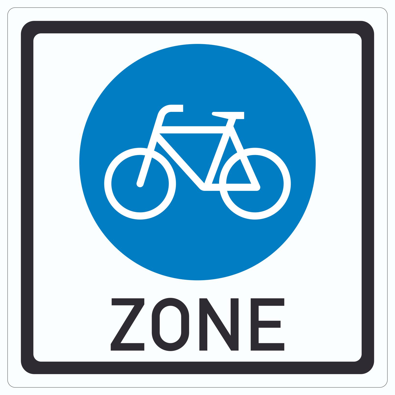 Aufkleber Quadrat Fahrradzone Symbol