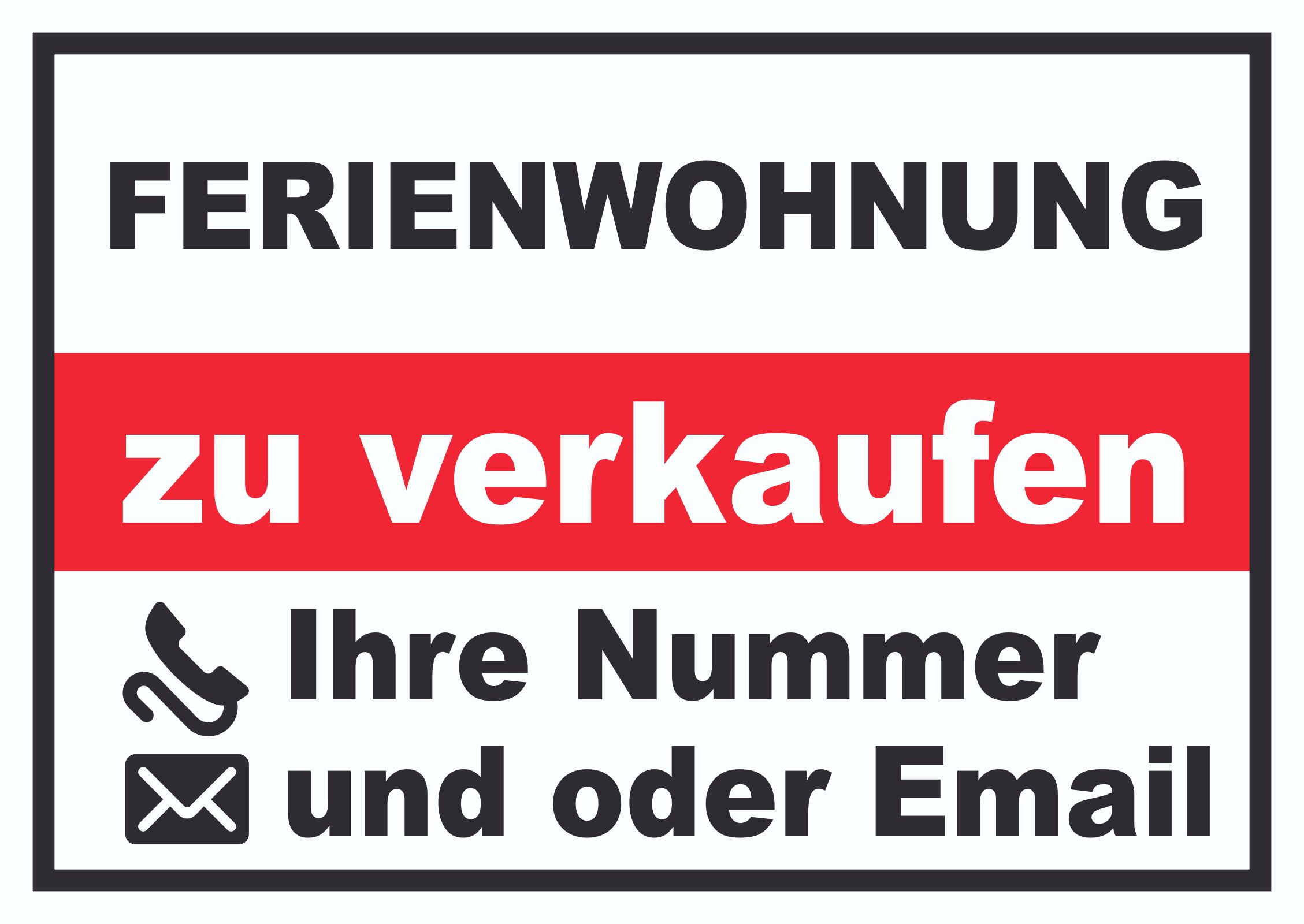 Ferienwohnung zu verkaufen Schild