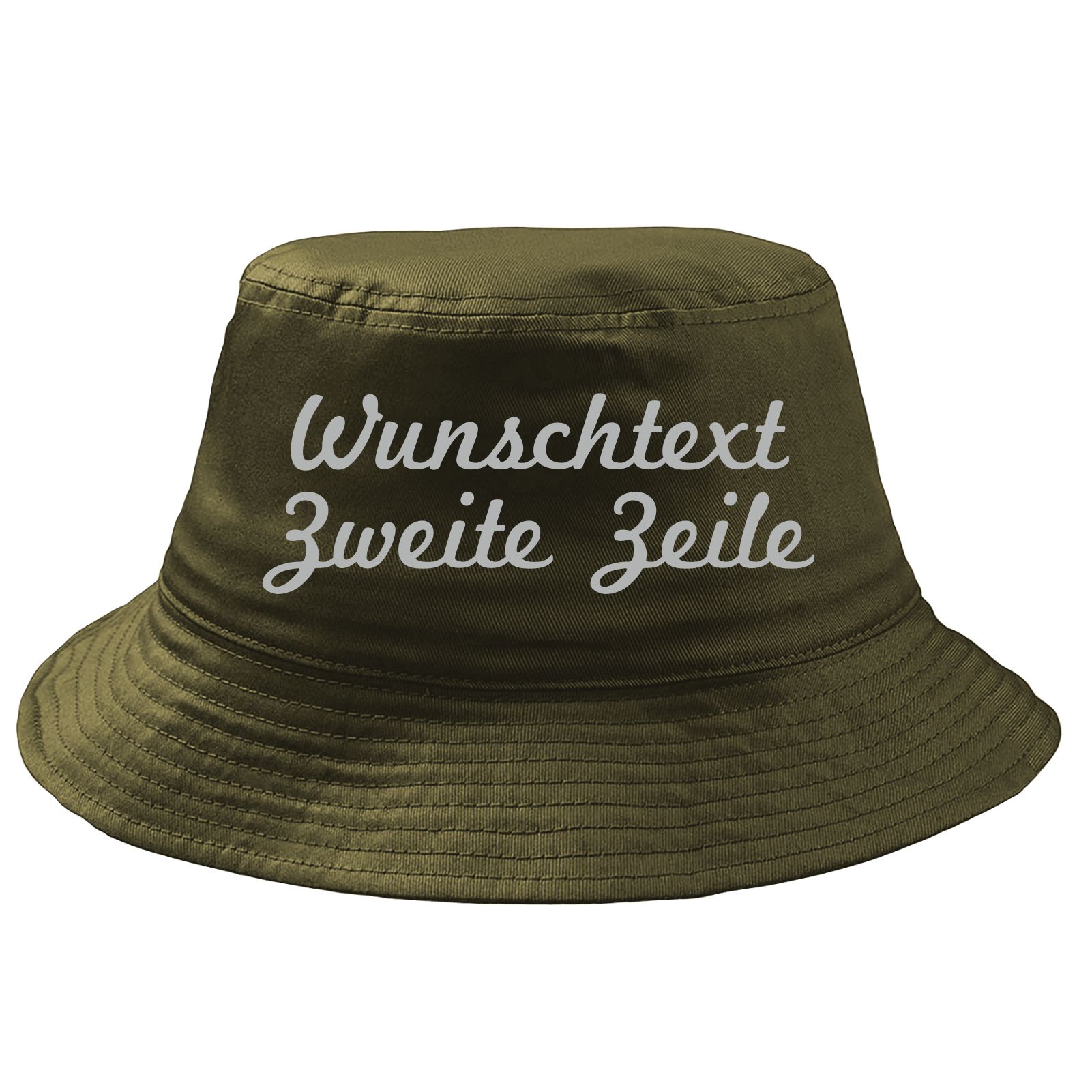 Fischerhut Wunschtext Druck - Oliv - Schreibschift - Bucket Hat