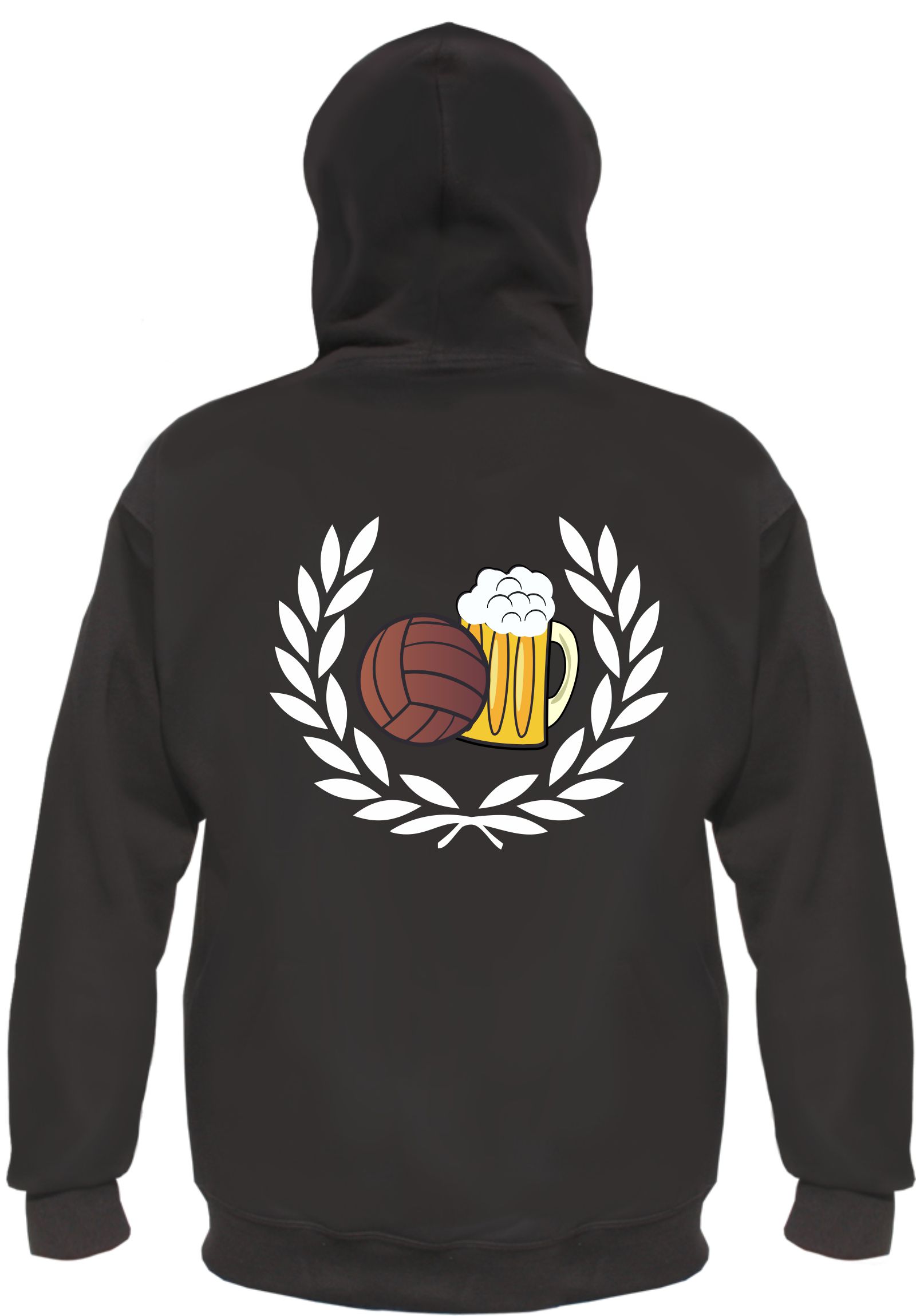 Lorbeerkranz Fussball Bier Kapuzenjacke mit Stick und Druck