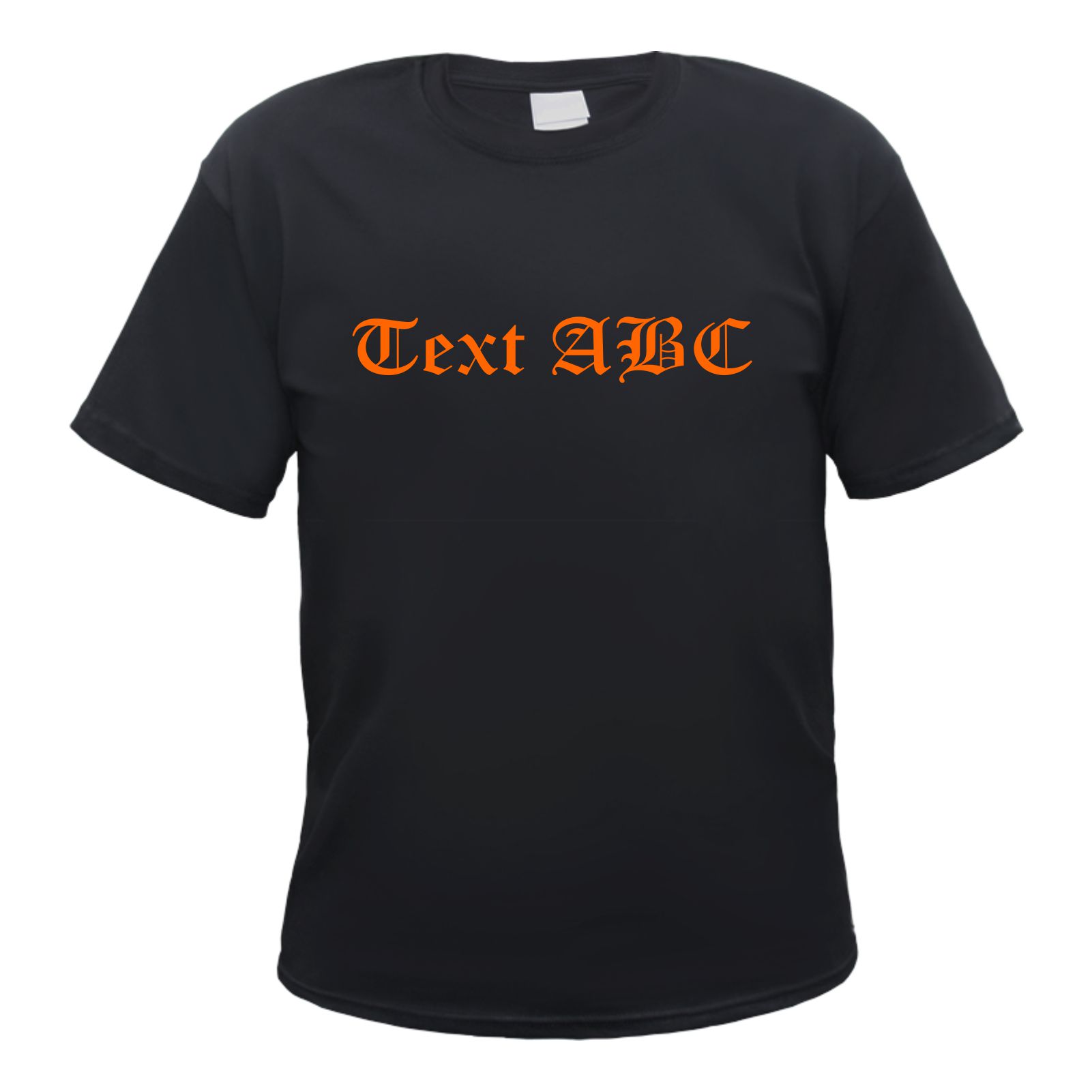 Herren T-Shirt Wunschtext mit Druck - Schwarz - altdeutsch gerade