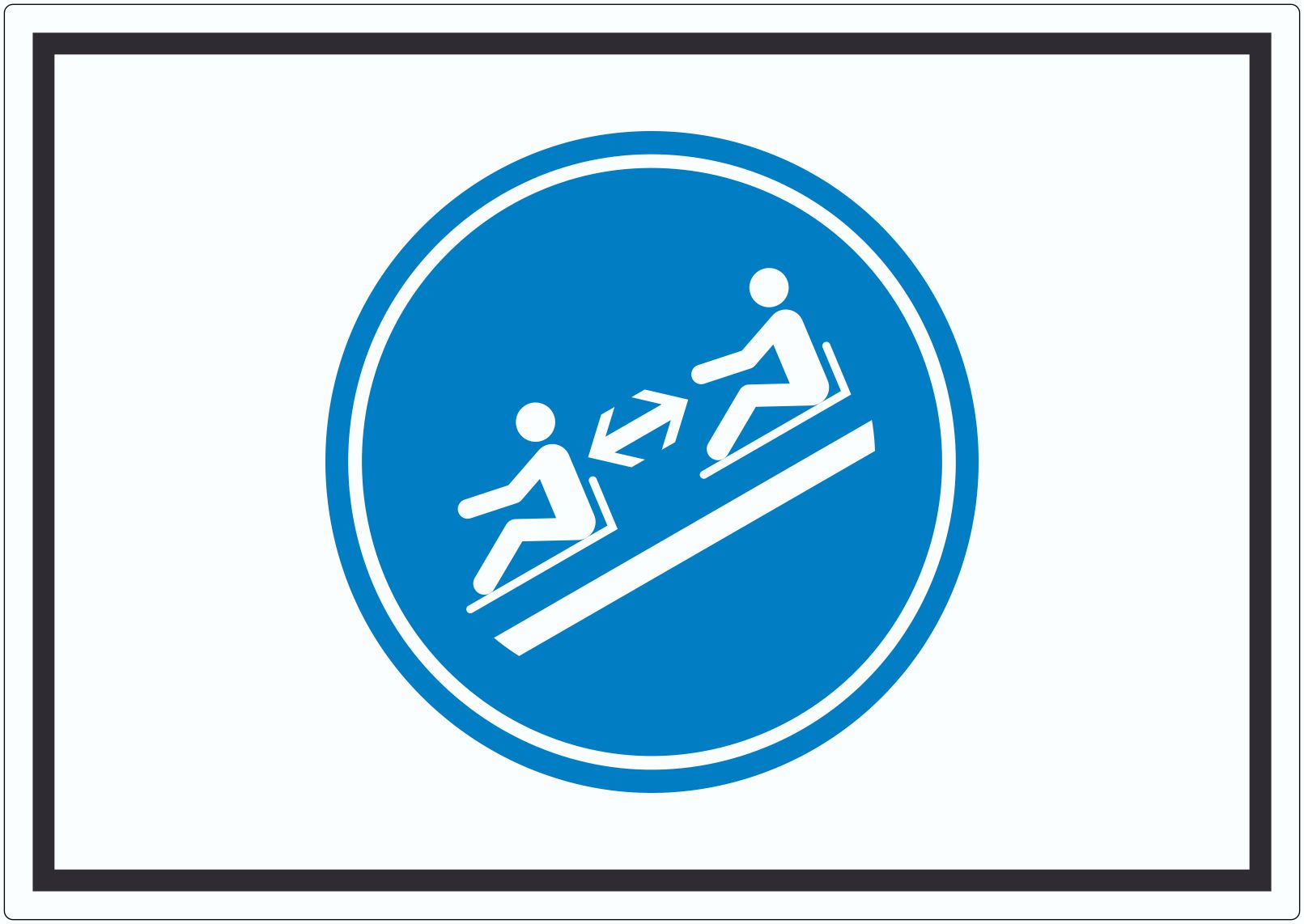 Abstand halten zwischen den Rodeln Symbol Aufkleber innenklebend