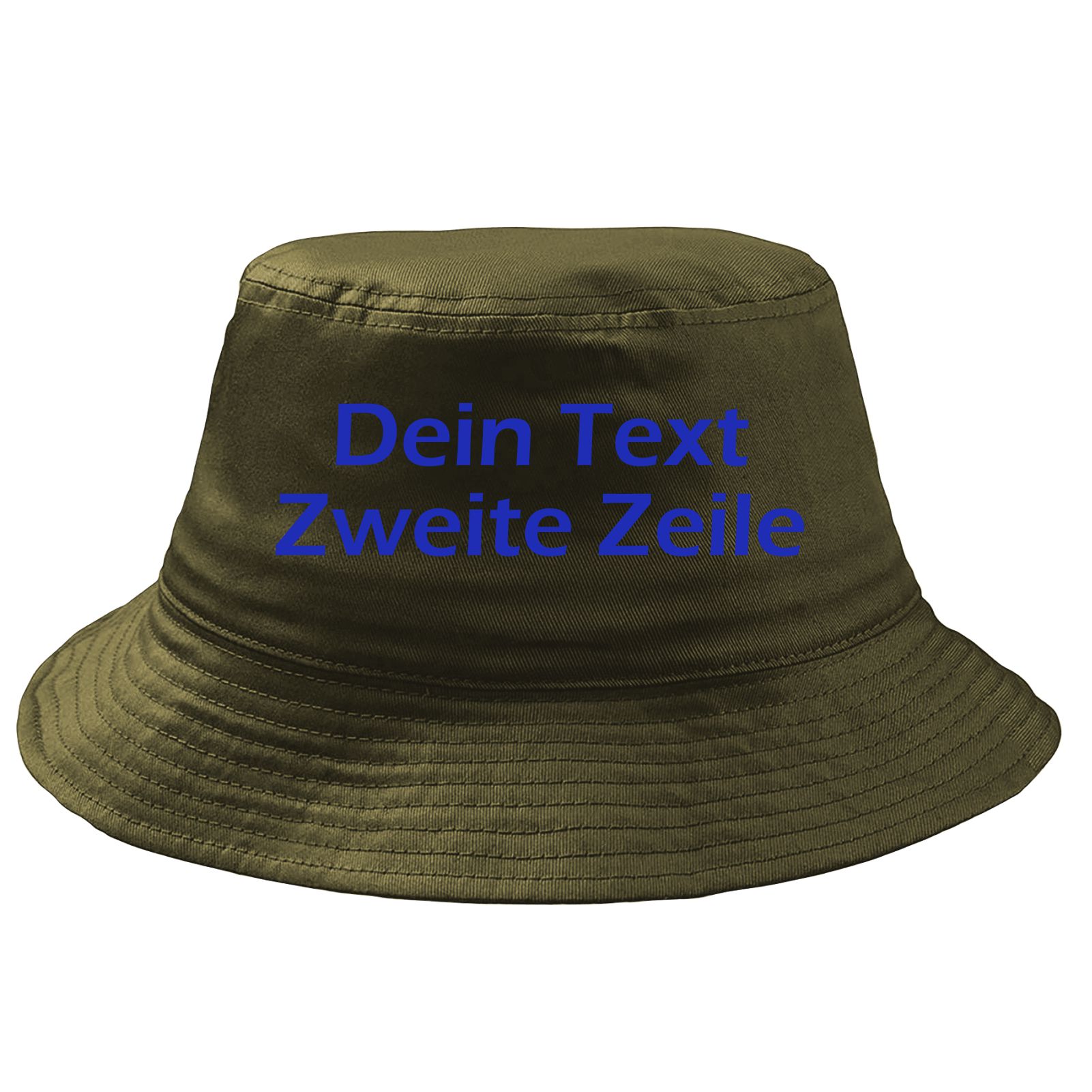 Fischerhut Wunschtext Druck - Oliv - Blockschrift - Bucket Hat