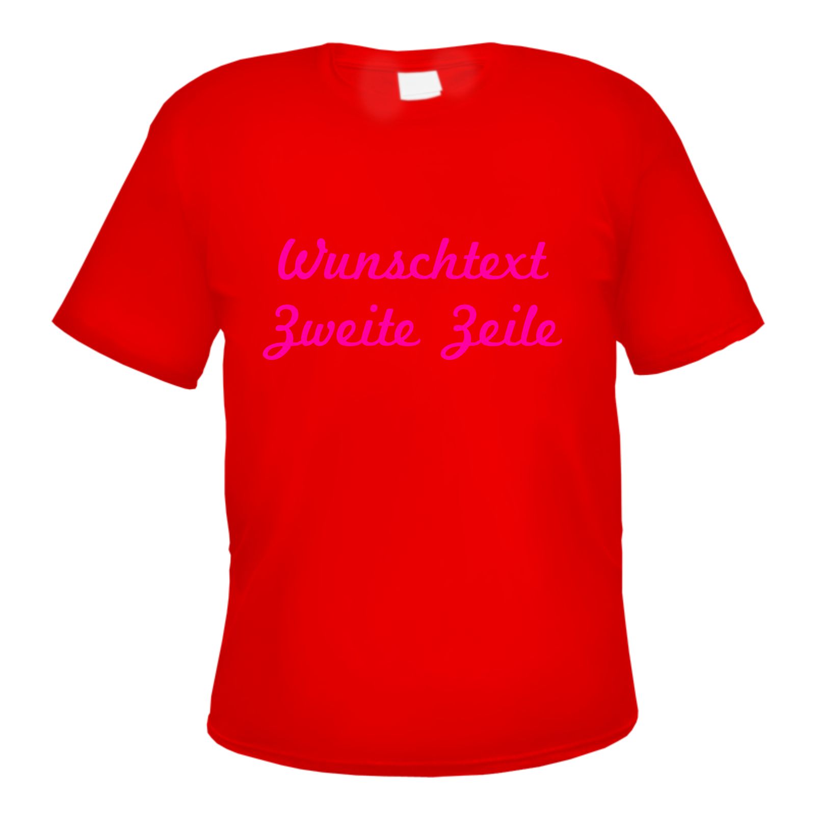 Herren T-Shirt Wunschtext mit Druck - Rot - NEON - Schreibschrift