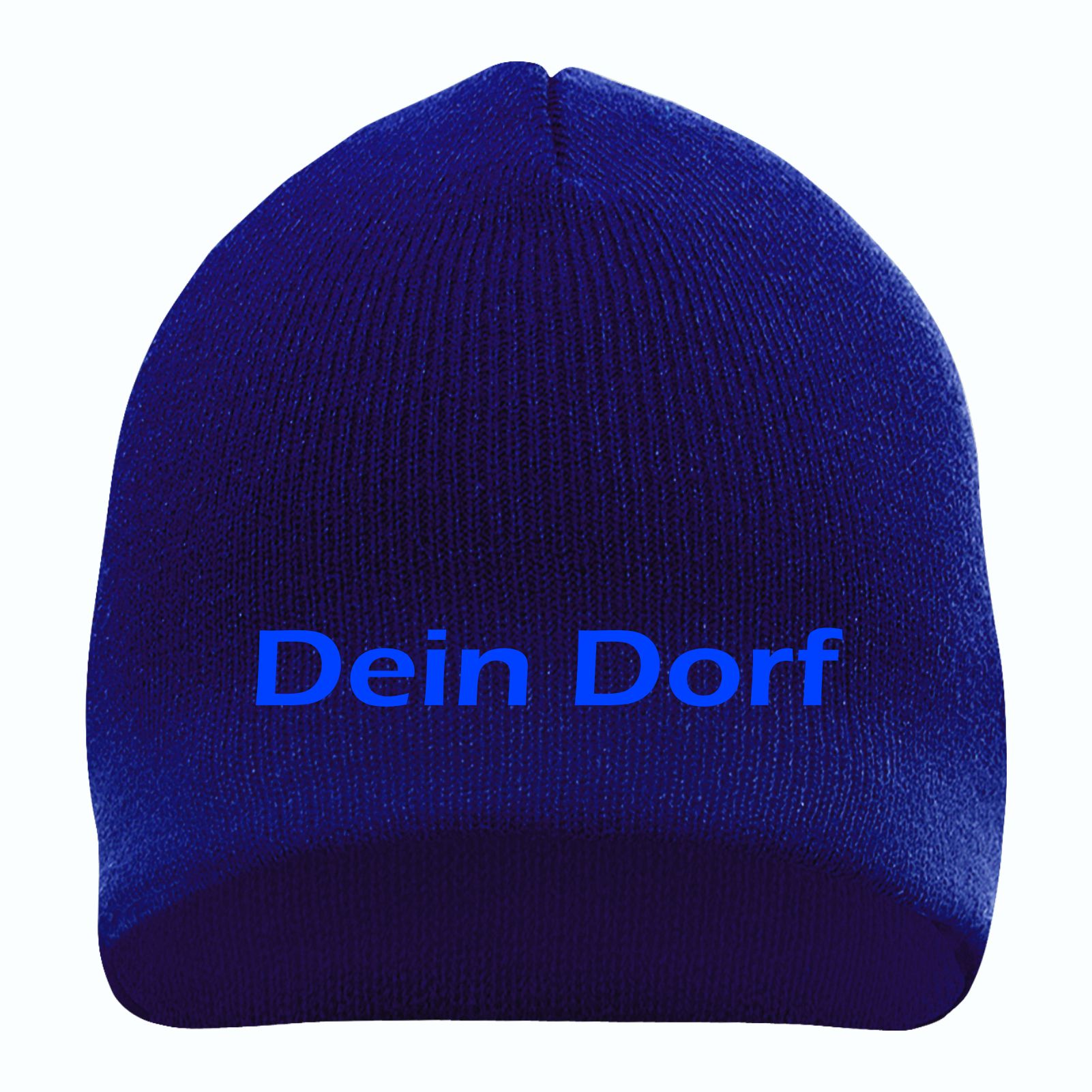 Beanie mit Wunschtext - Blau - Blockschrift - bestickt - Mütze Strickmütze