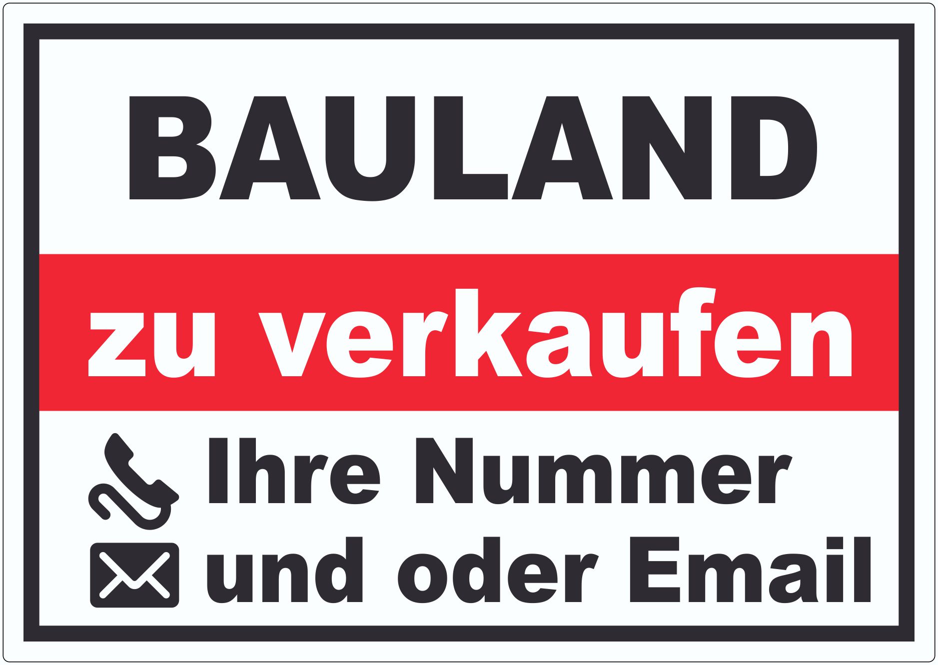 Bauland zu verkaufen Aufkleber waagerecht