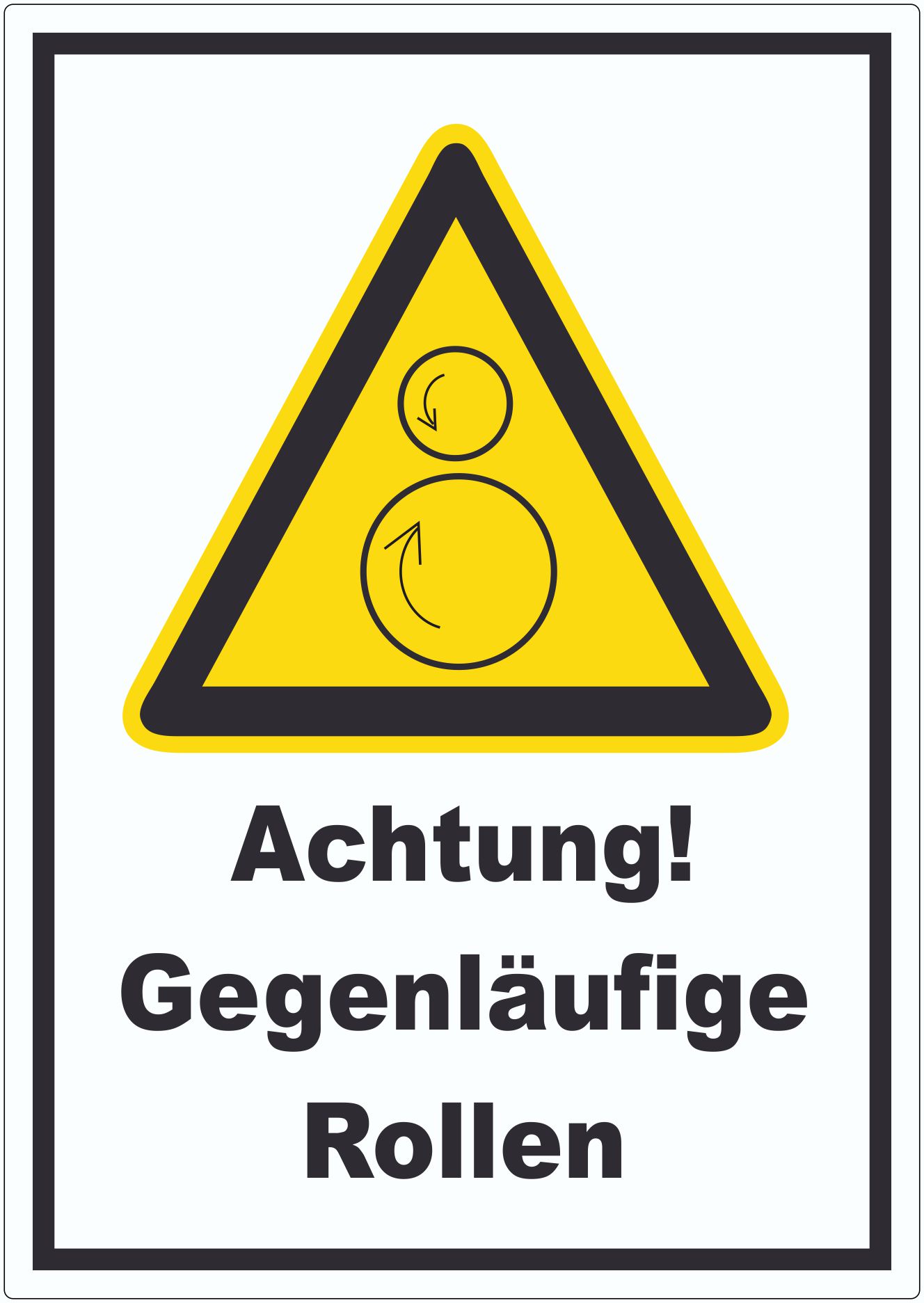 Achtung Gegenläufige Rollen Aufkleber innenklebend