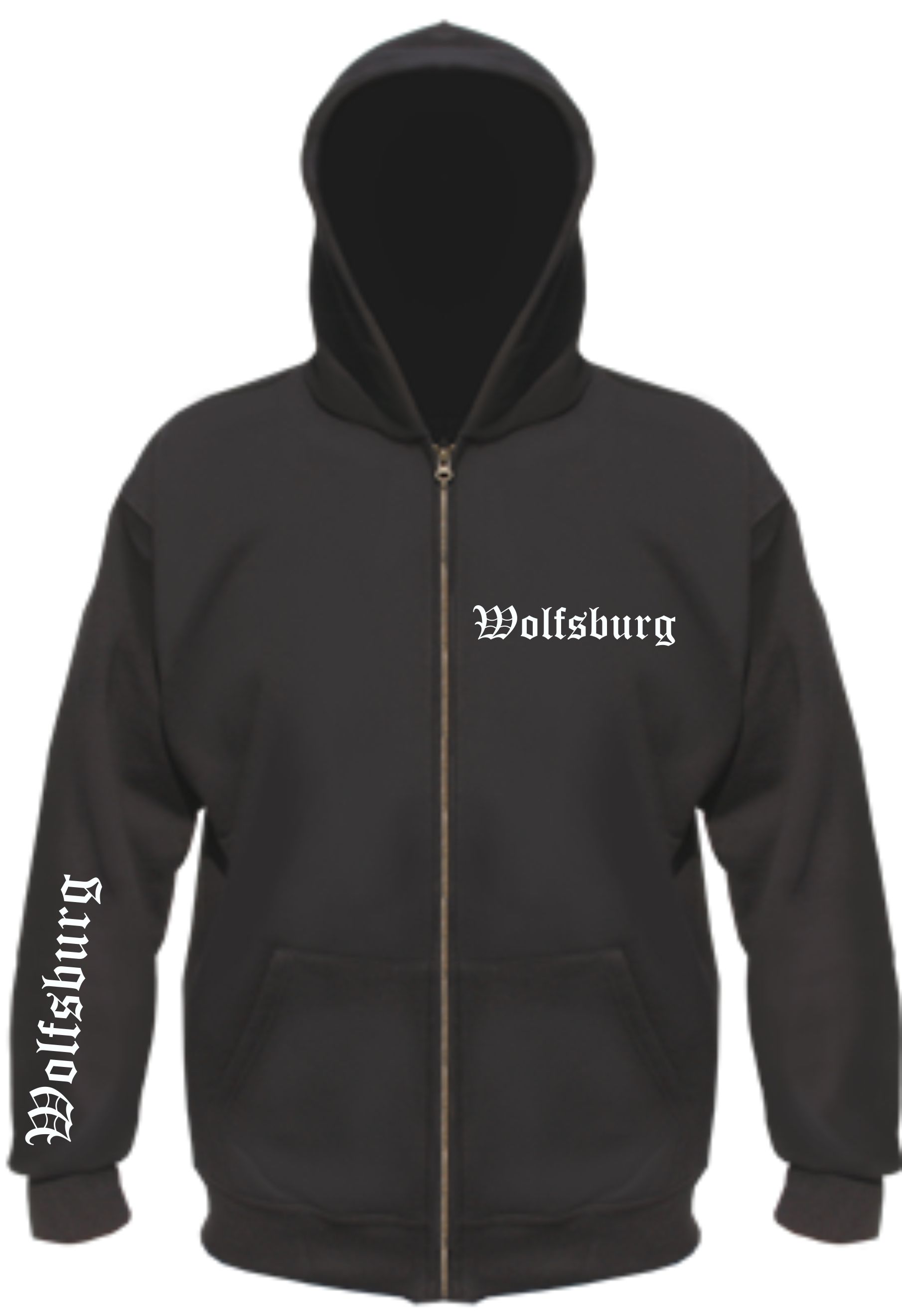 Wolfsburg Kapuzenjacke - Altdeutsch bedruckt - Sweatjacke Hoodie Jacke