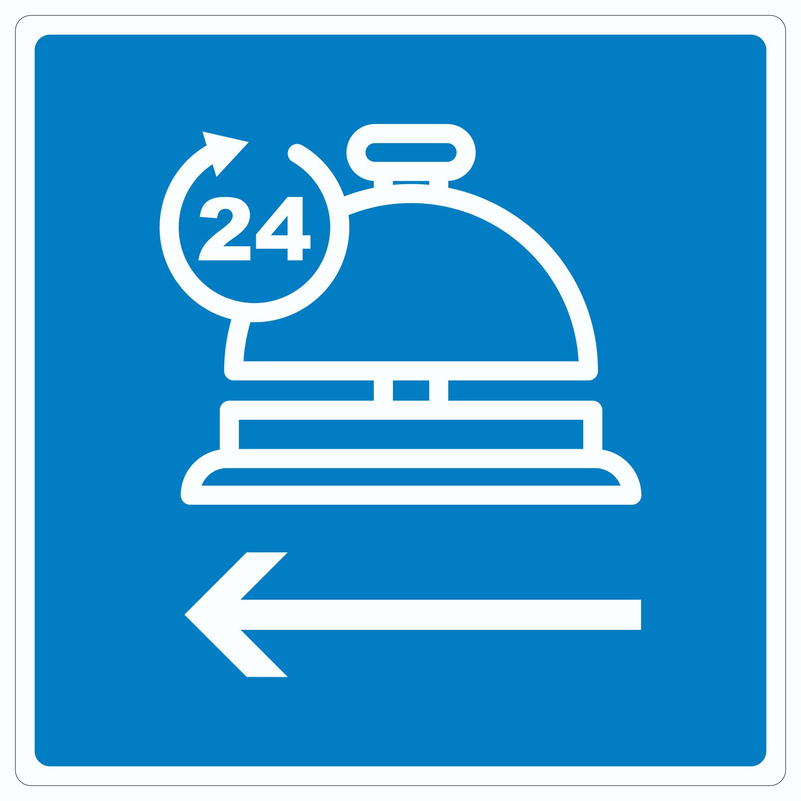 24H Service Aufkleber Quadrat mit Pfeil links