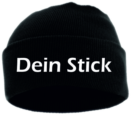 Umschlagmütze mit Wunschtext - Blockschrift - bestickt - Mütze Strickmütze
