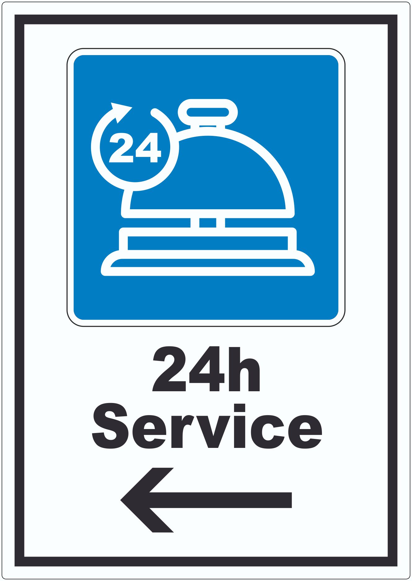 24H Service Aufkleber innenklebend mit Pfeil links
