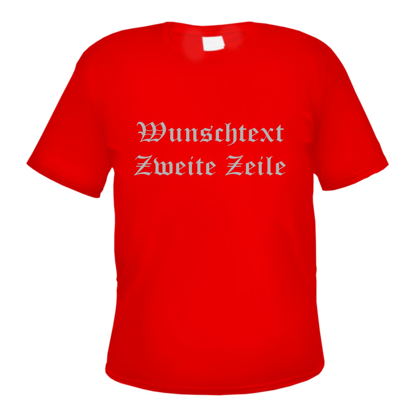 Herren T-Shirt Wunschtext mit Druck - Rot - altdeutsch gerade