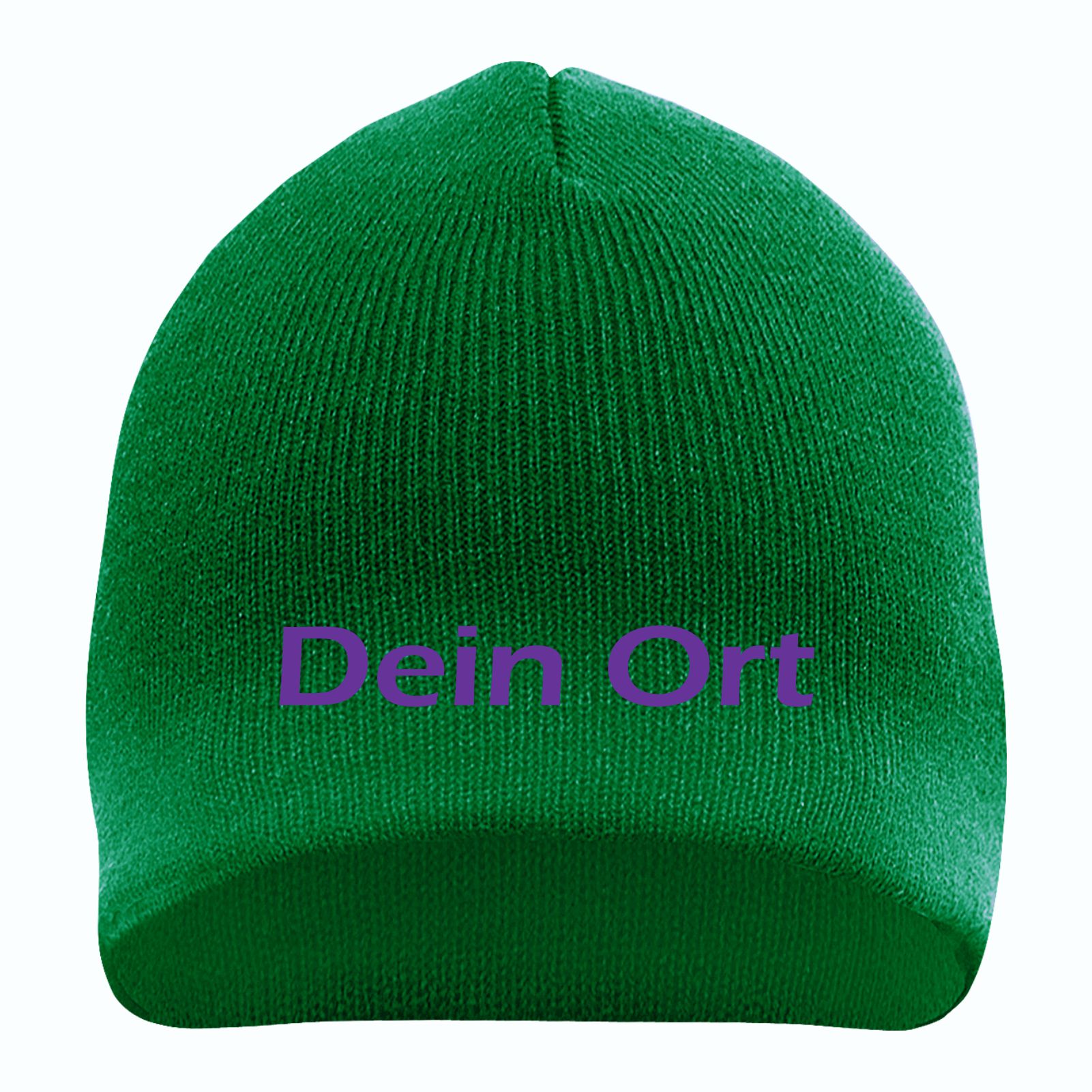 Beanie mit Wunschtext - Grün - Blockschrift - bestickt - Mütze Strickmütze