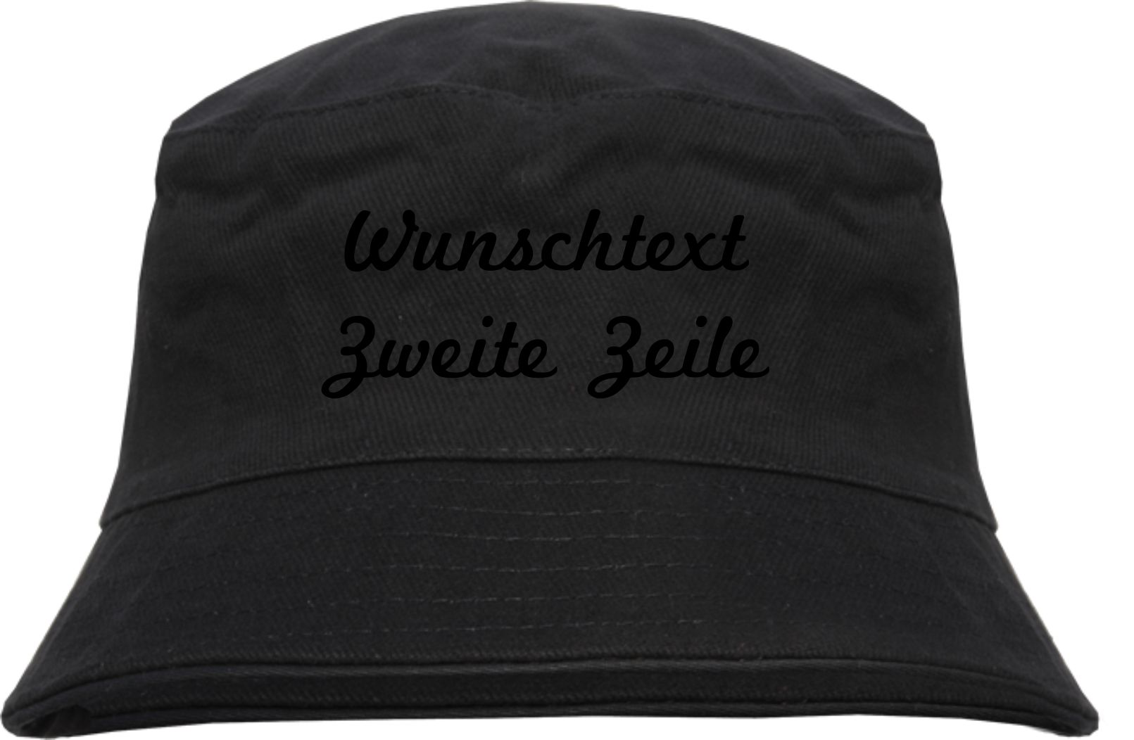 Individueller Fischerhut - schwarz - Schreibschrift - Bucket Hat mit Wunschtext bedruckt