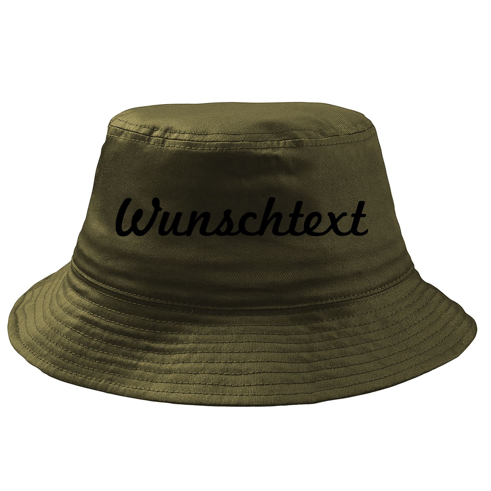 Fischerhut Wunschtext Druck - Oliv - Schreibschift - Bucket Hat