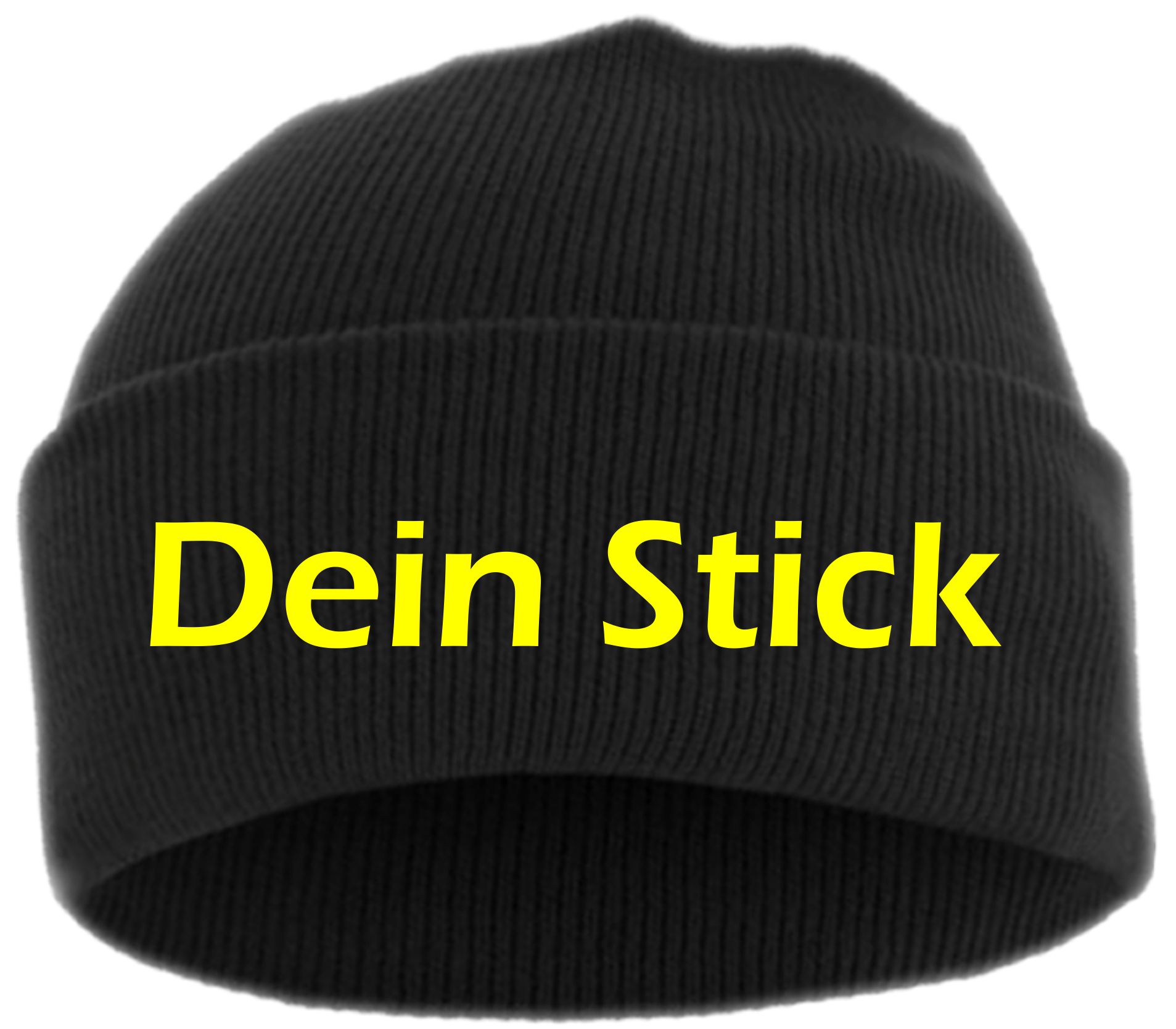 Umschlagmütze mit Wunschtext - Blockschrift - bestickt - Mütze Strickmütze