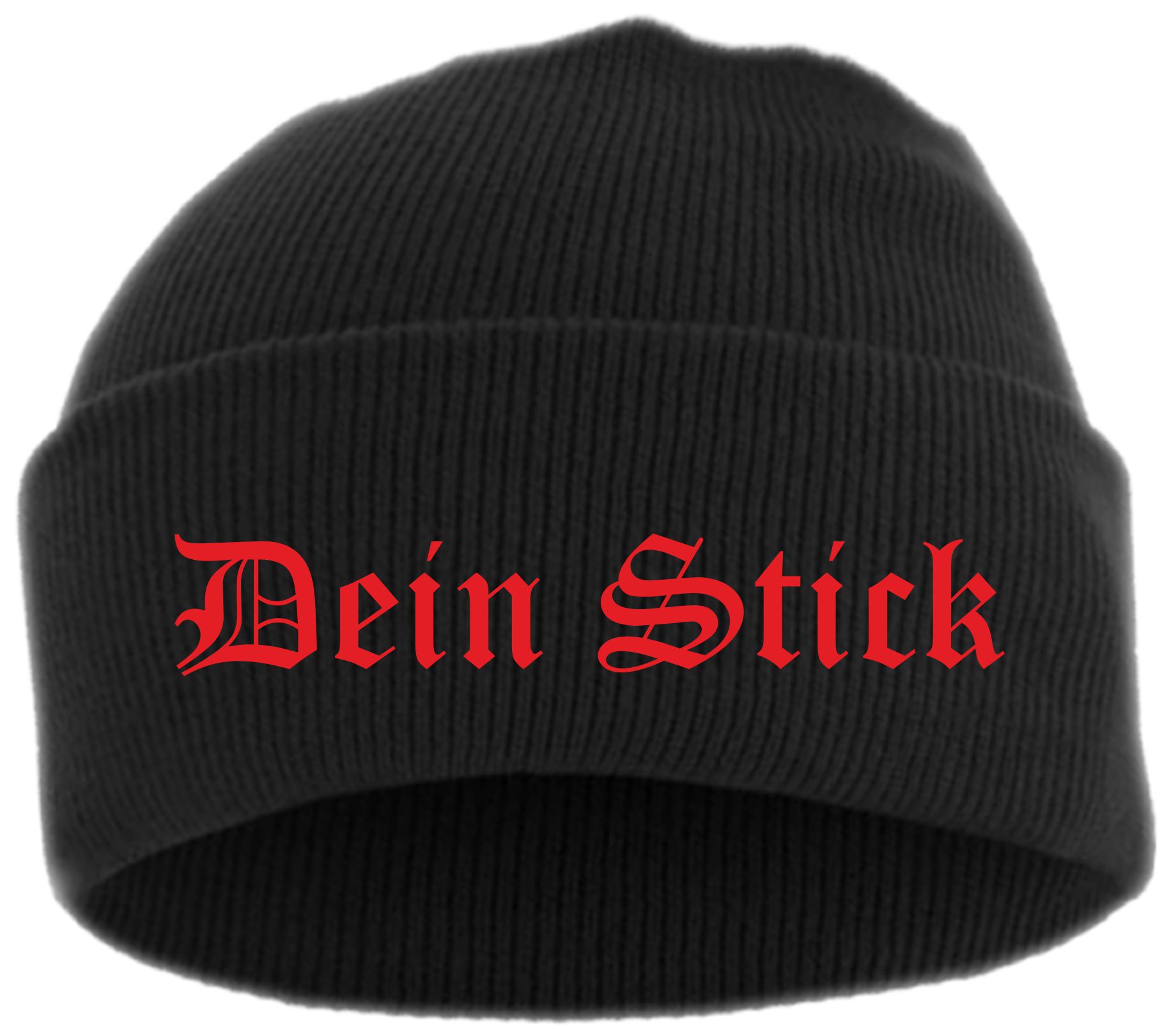 Umschlagmütze mit Wunschtext - Altdeutsch - bestickt - Mütze Strickmütze