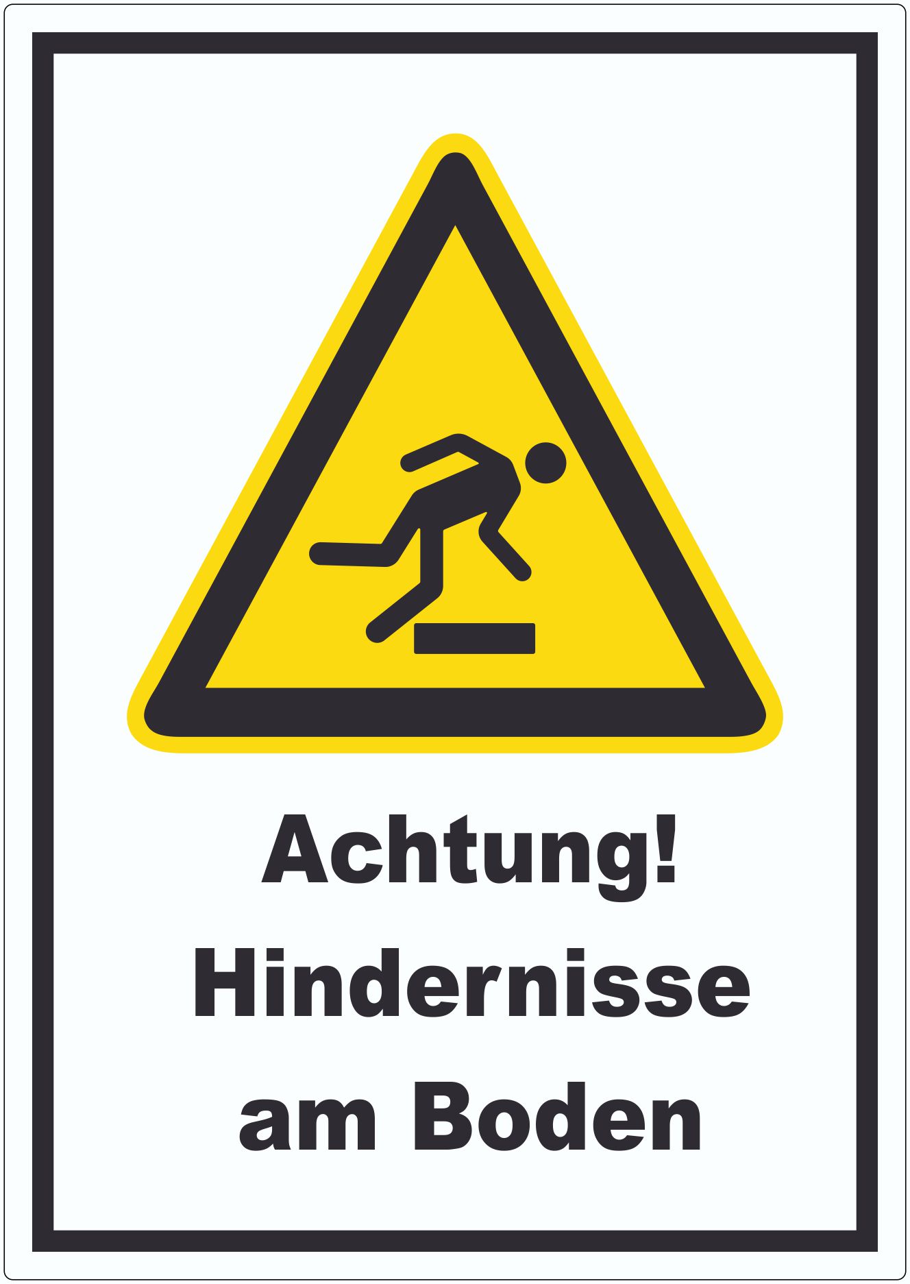Achtung Hindernisse am Boden Aufkleber innenklebend