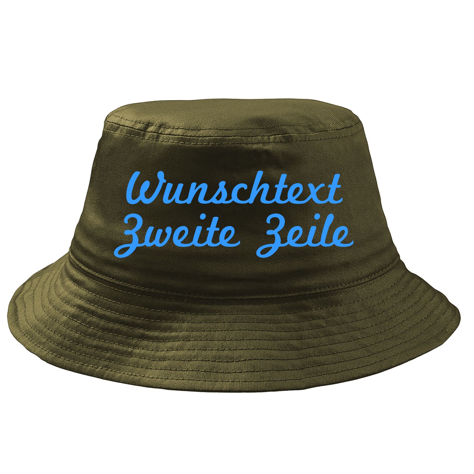 Fischerhut Wunschtext Druck - Oliv - Schreibschift - Bucket Hat