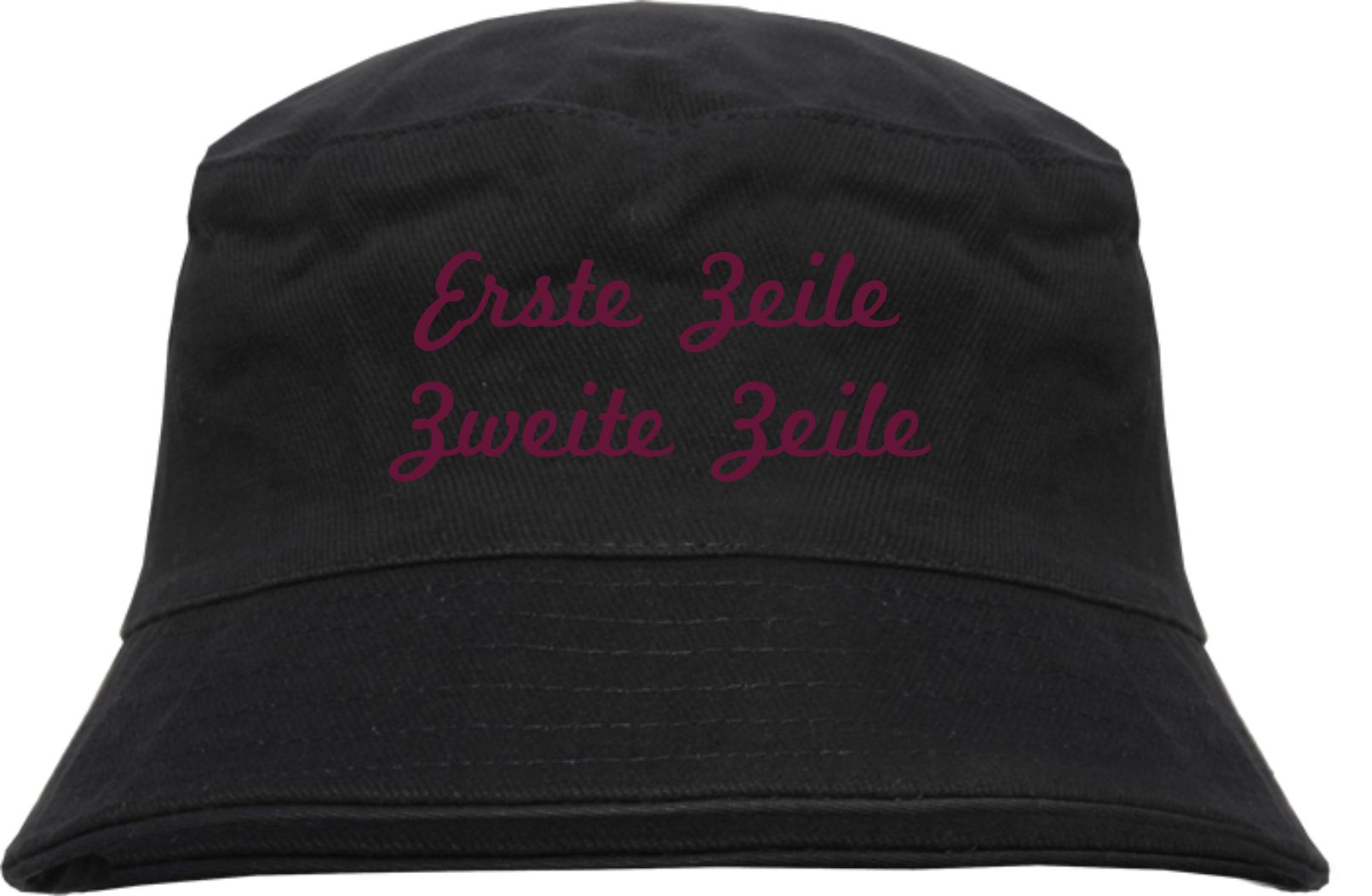 Individueller Fischerhut - schwarz - Schreibschrift - Bucket Hat mit Wunschtext bedruckt