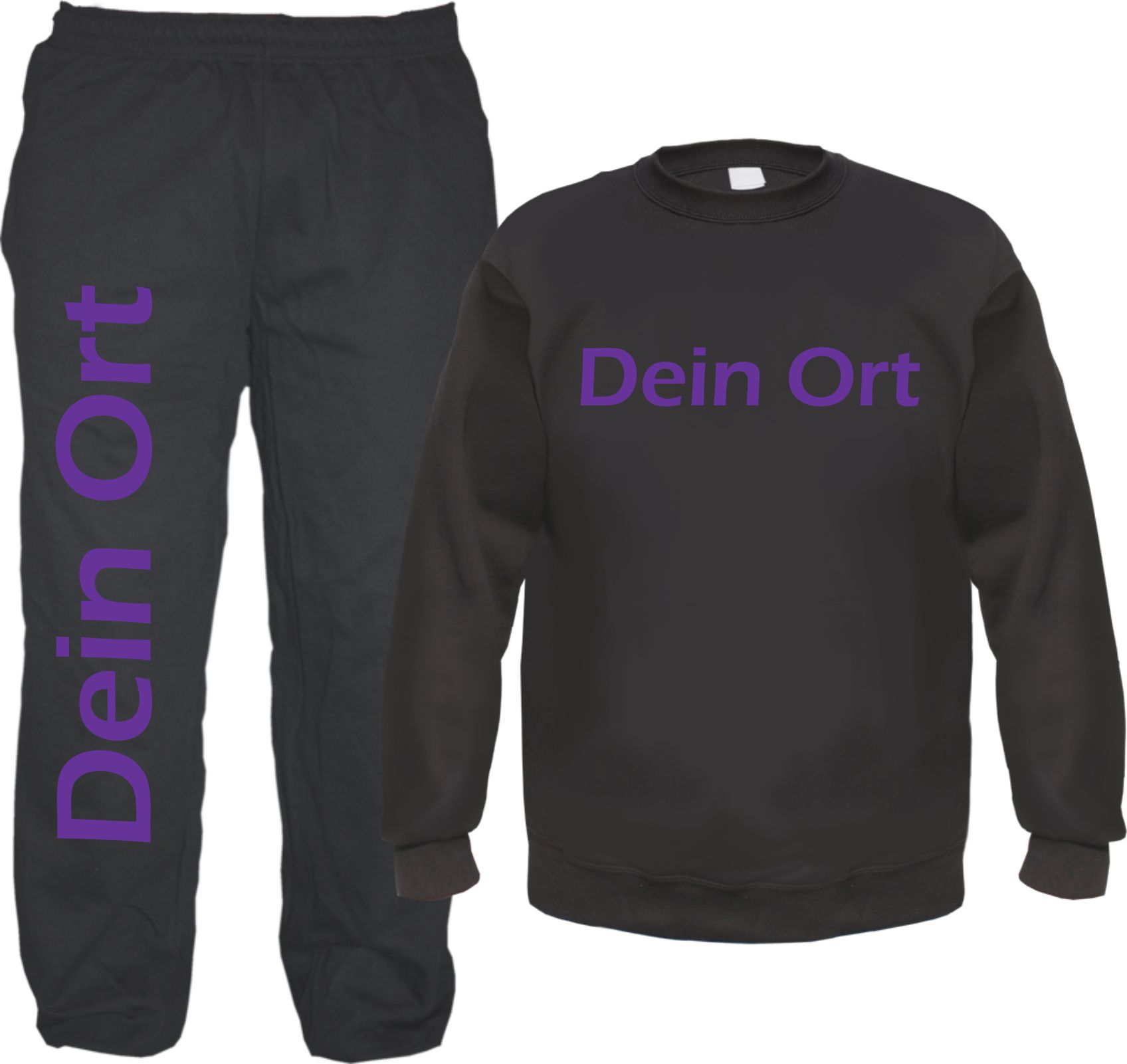 Individueller Jogginganzug - Blockschrift - mit Rundhals-Sweatshirt