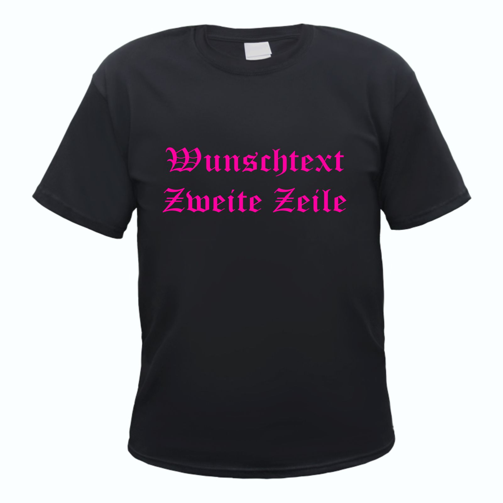 Herren T-Shirt Wunschtext mit Druck - Schwarz - NEON - altdeutsch gerade