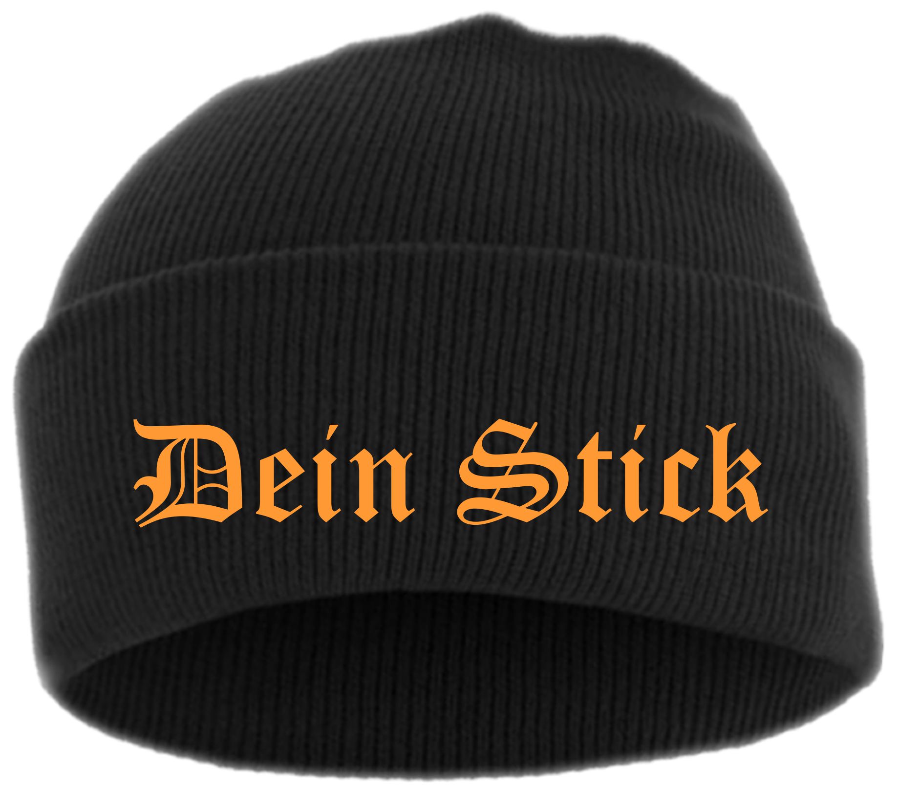 Umschlagmütze mit Wunschtext - Altdeutsch - bestickt - Mütze Strickmütze