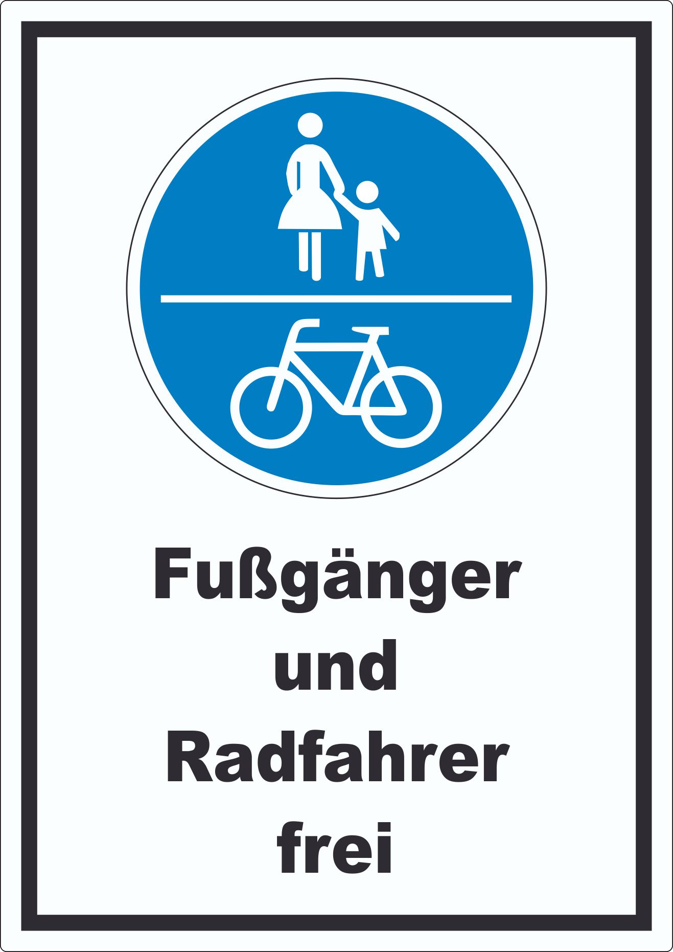 Fußgänger und Radfahrer frei Aufkleber innenklebend