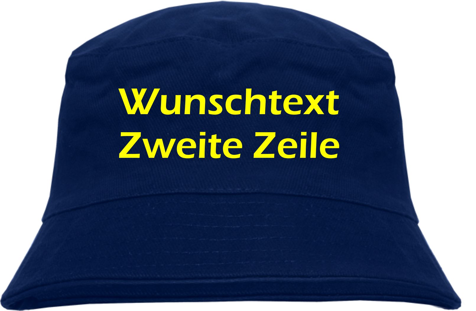 Individueller Fischerhut - dunkelblau - Blockschrift - Bucket Hat mit Wunschtext bedruckt