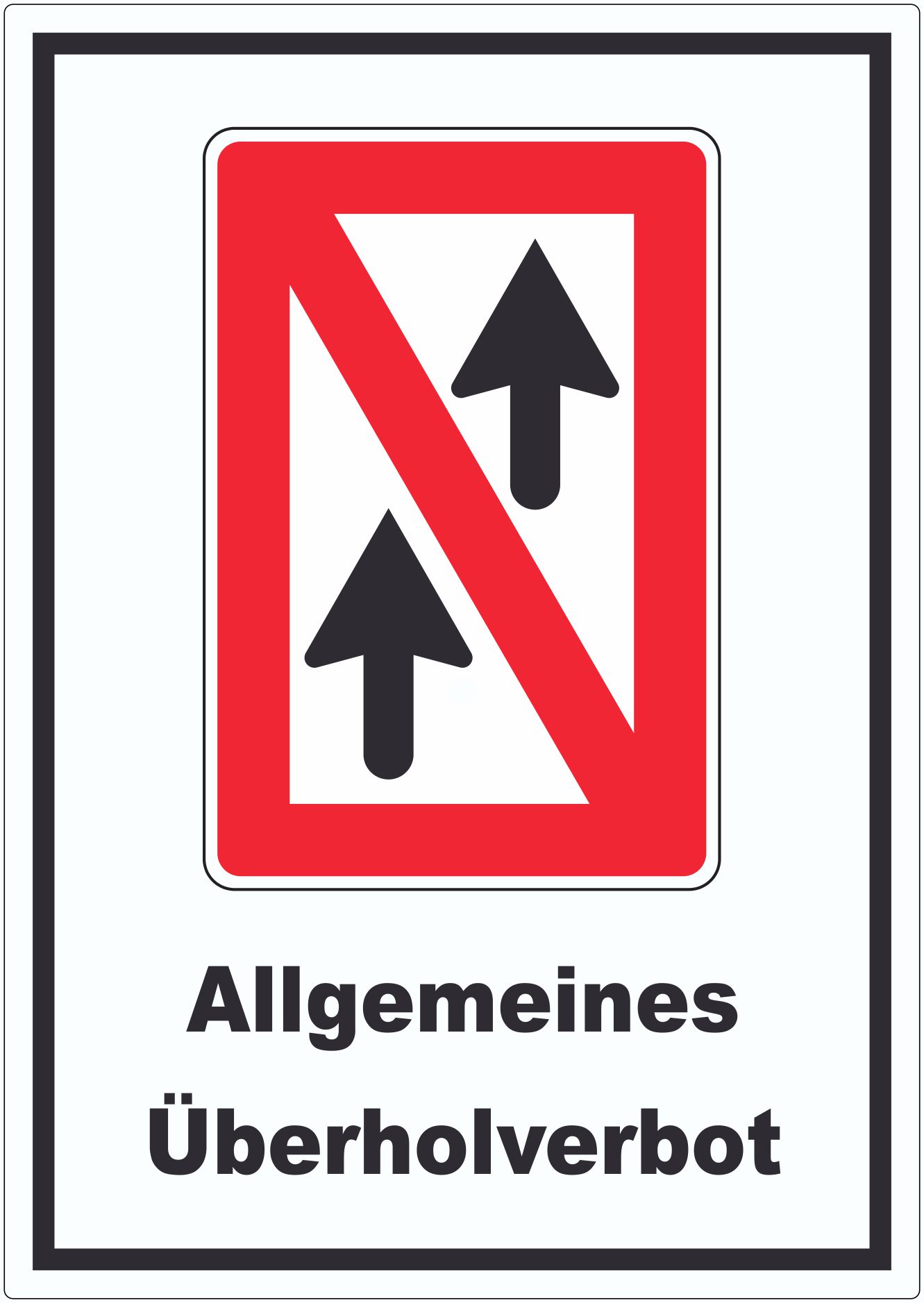 Allgemeines Überholverbot Symbol und Text Aufkleber innenklebend