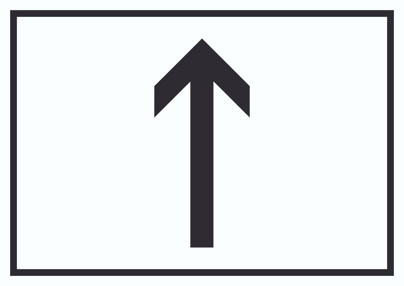 Richtungspfeil hoch Schild waagerecht schwarz weiss Pfeil