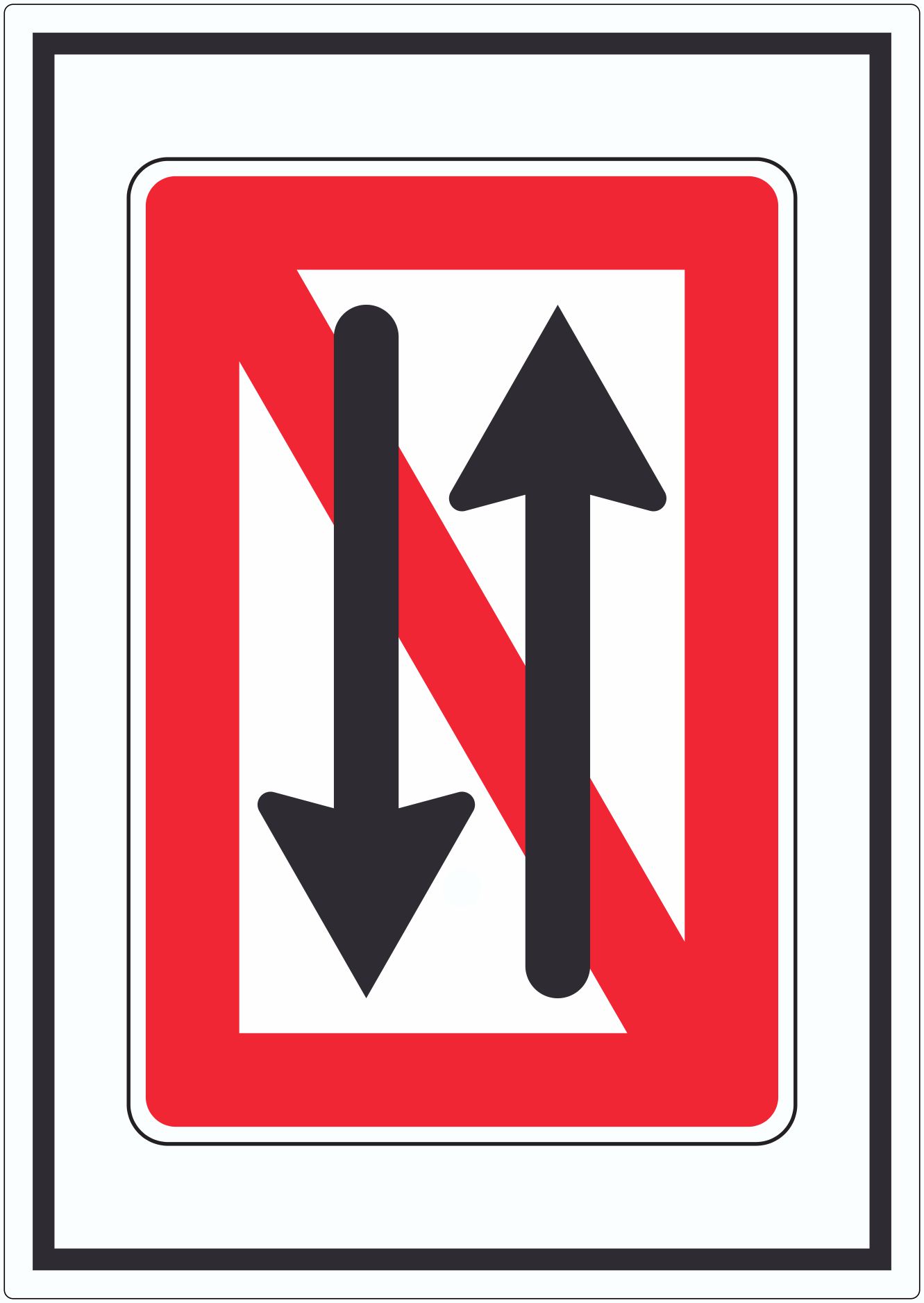 Begegnen und überholen verboten Symbol Aufkleber innenklebend
