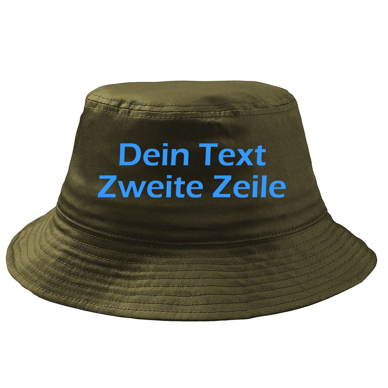 Fischerhut Wunschtext Druck - Oliv - Blockschrift - Bucket Hat