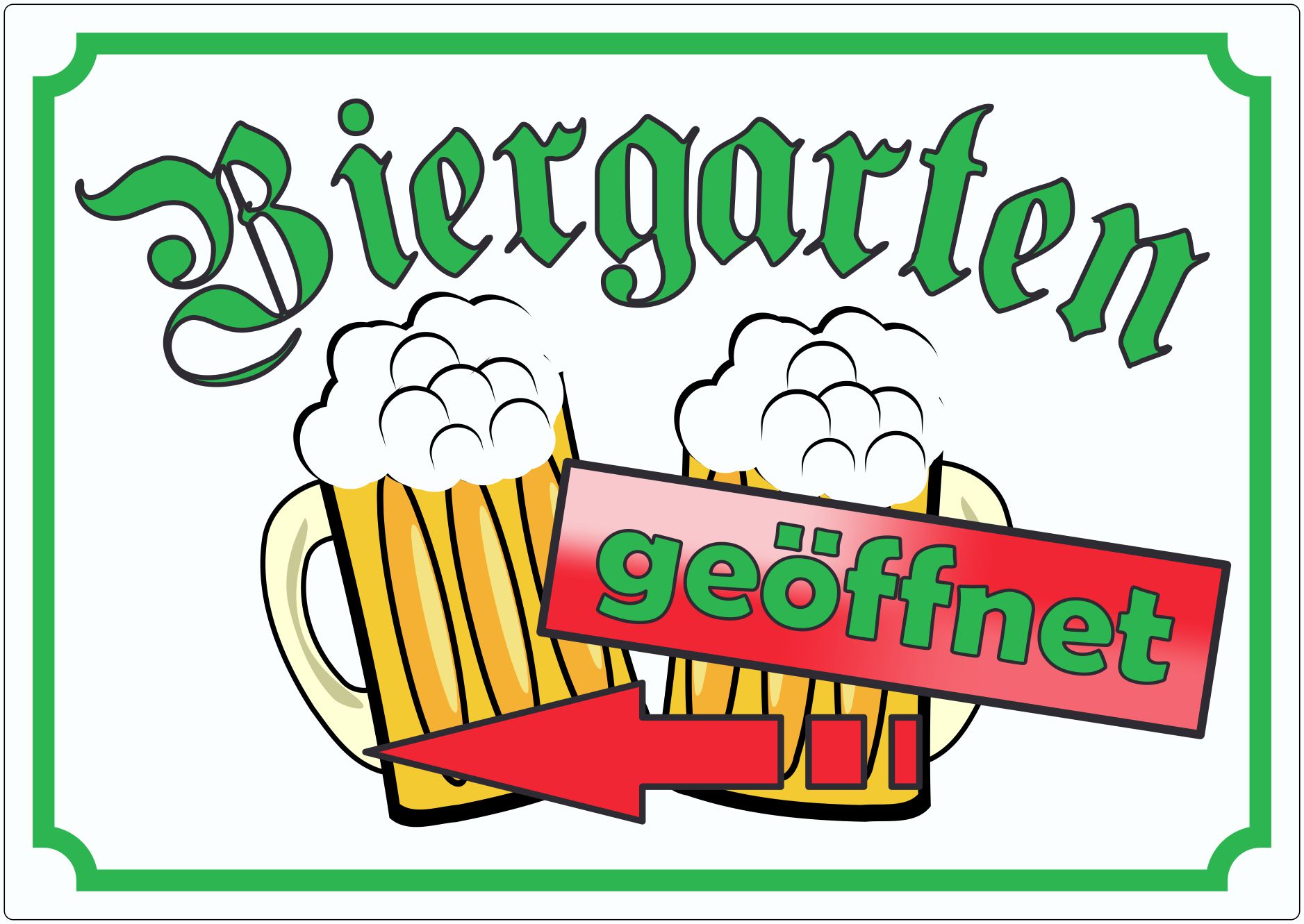 Biergarten links geöffnet Aufkleber innenklebend