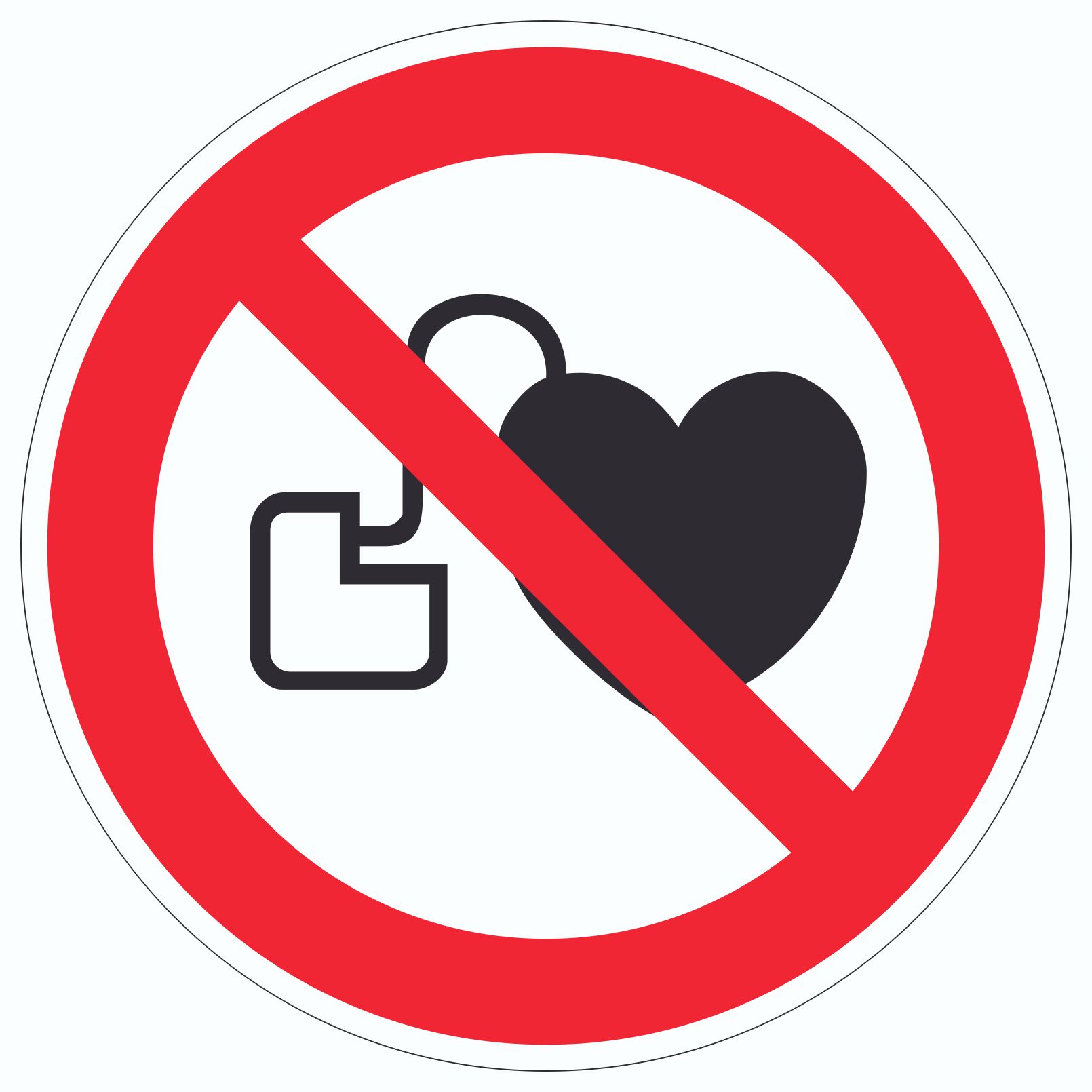 Kein Zutritt für Personen mit Herzschrittmachern oder implantierten Defibrillatoren Symbol Aufkleber Kreis