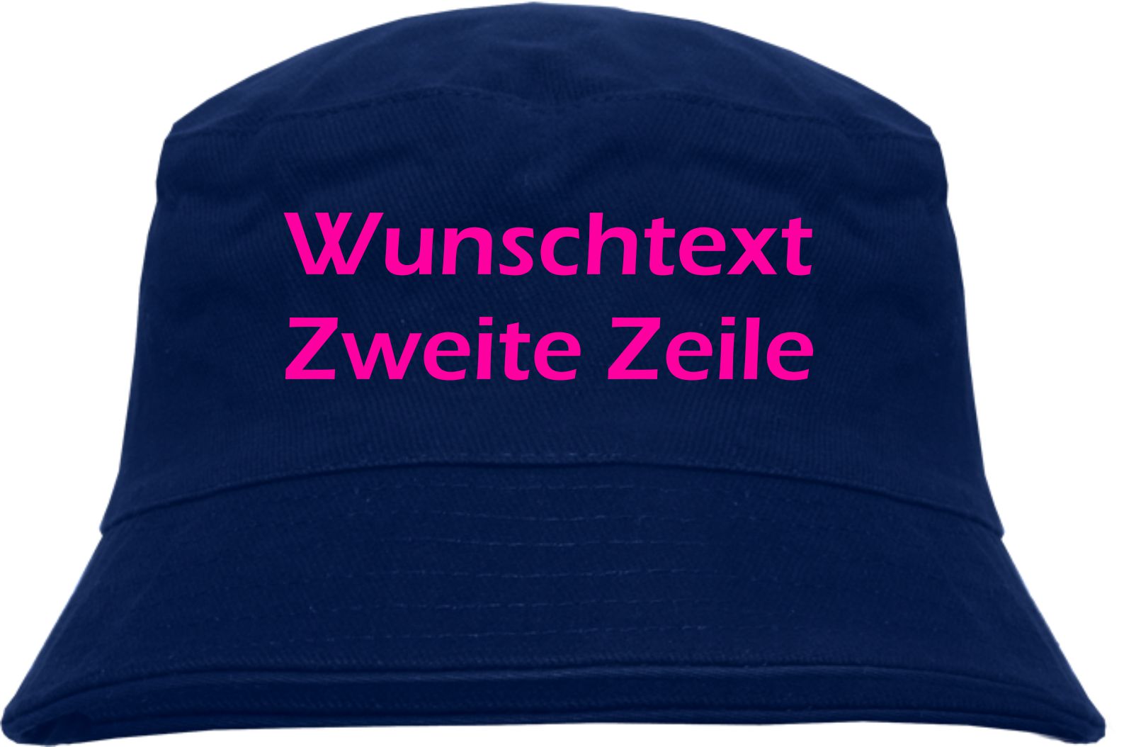 Individueller Fischerhut - dunkelblau - NEON - Blockschrift - Bucket Hat mit Wunschtext bedruckt