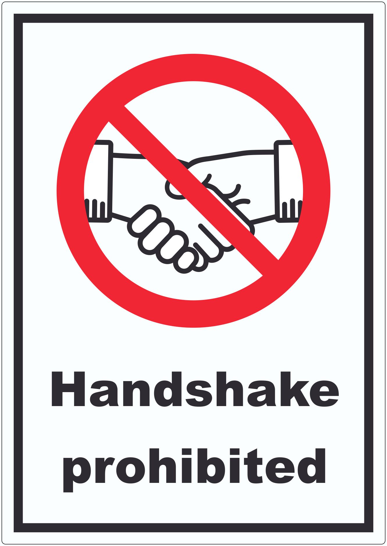 Handshake prohibited Aufkleber innenklebend No handshake Symbol und Text Aufkleber innenklebend