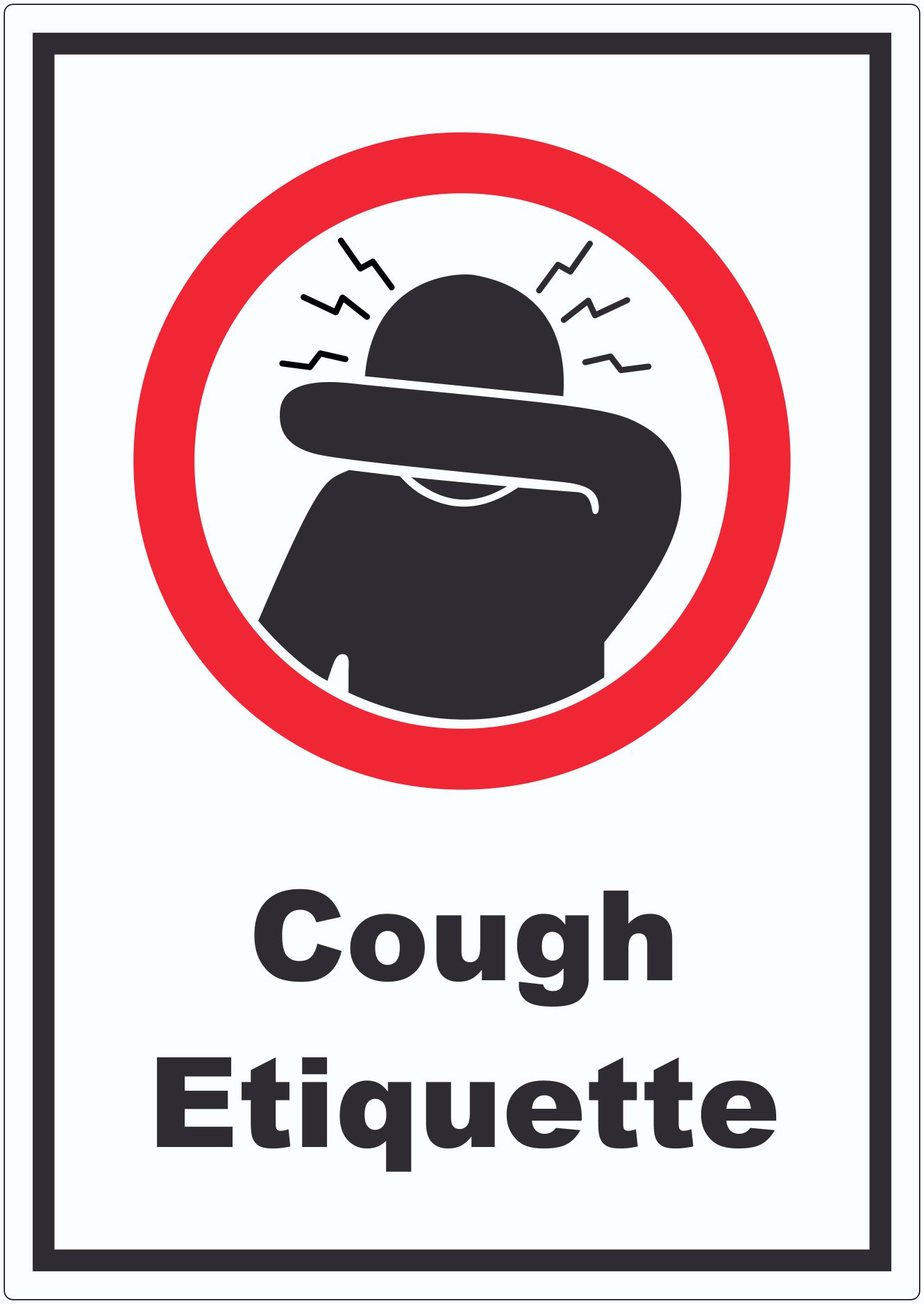 Cough Etiquette Symbol und Text Aufkleber innenklebend
