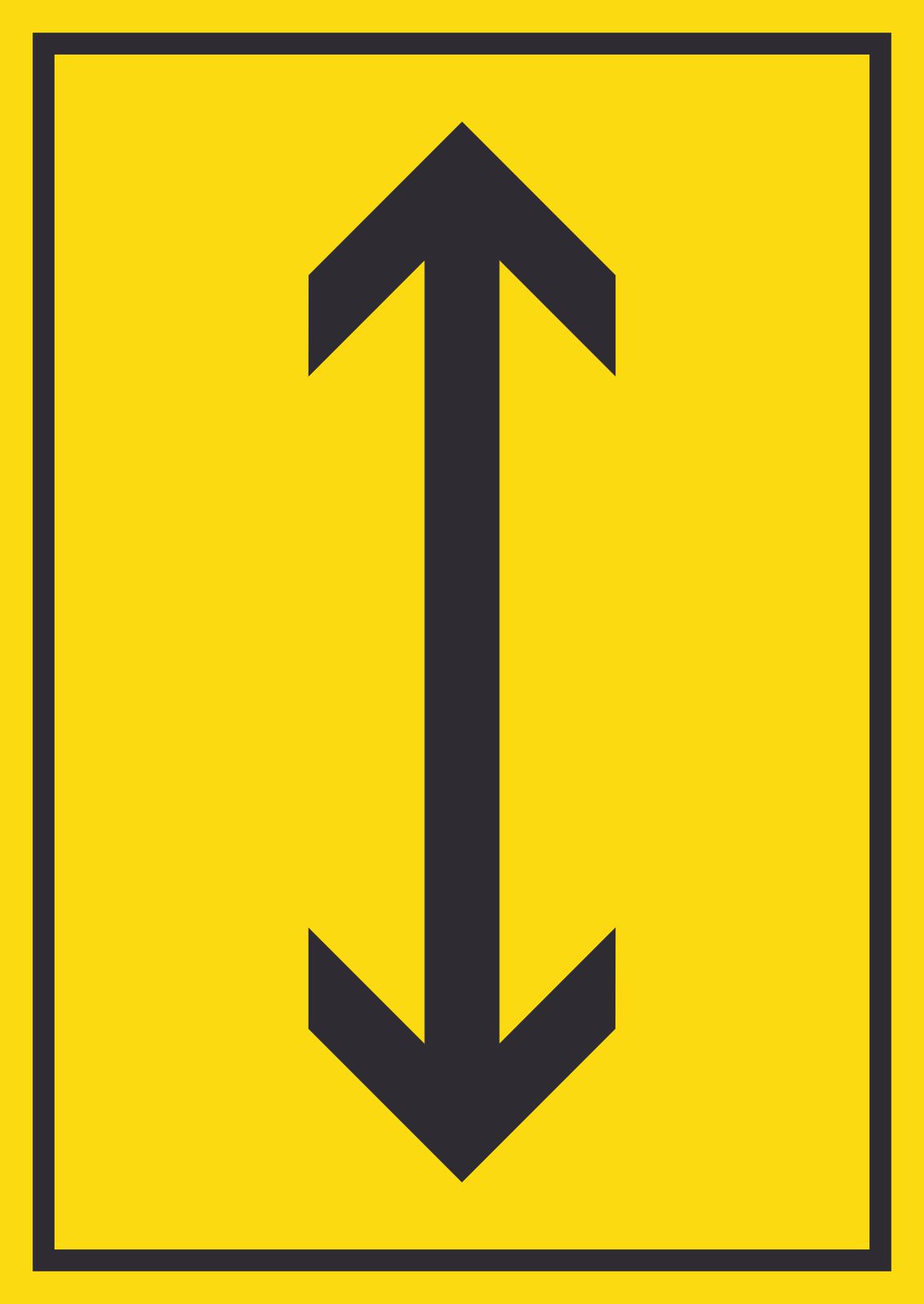 Richtungspfeil hoch runter Schild hochkant schwarz gelb Pfeil