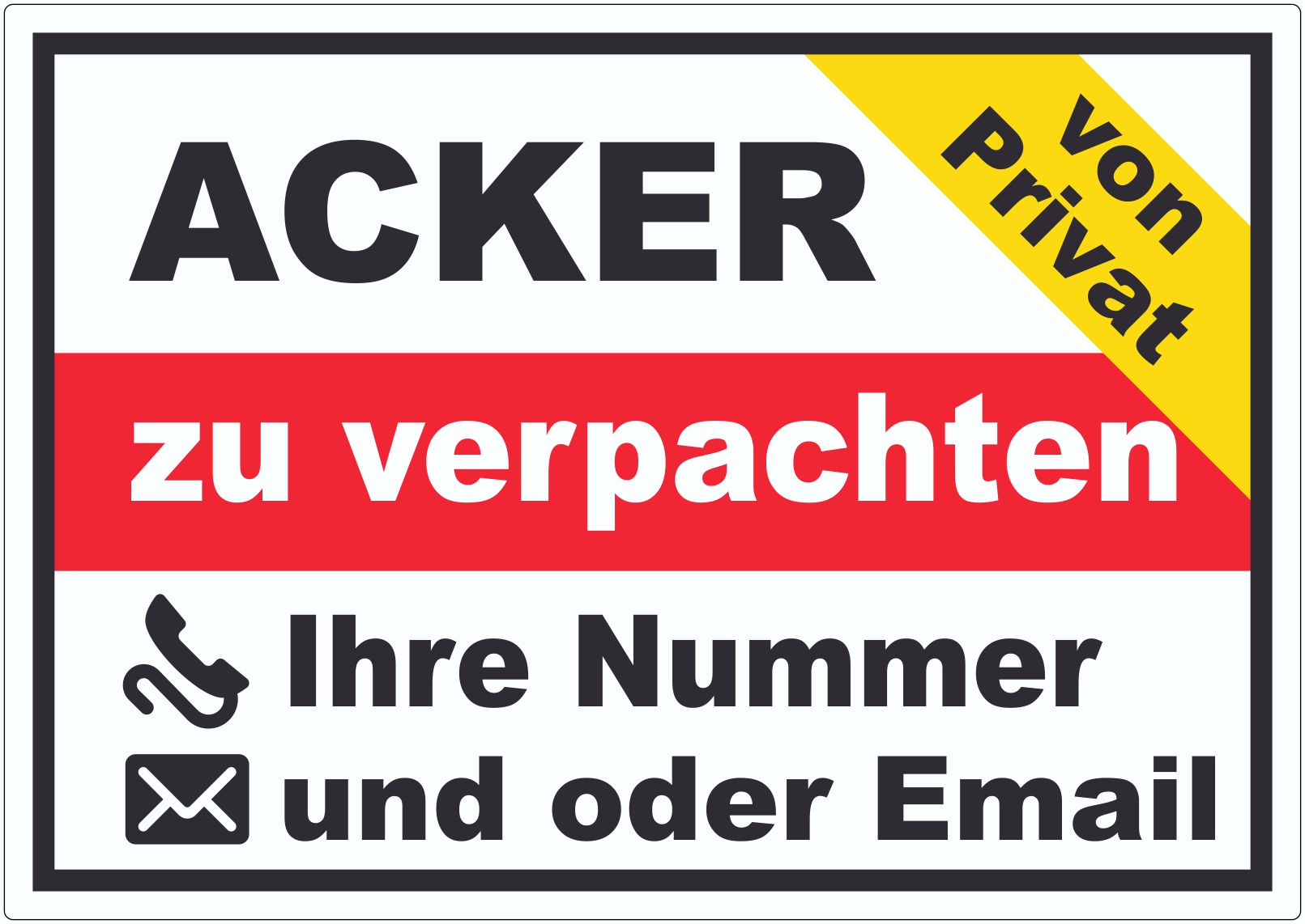 Acker zu verpachten von Privat Aufkleber innenklebend