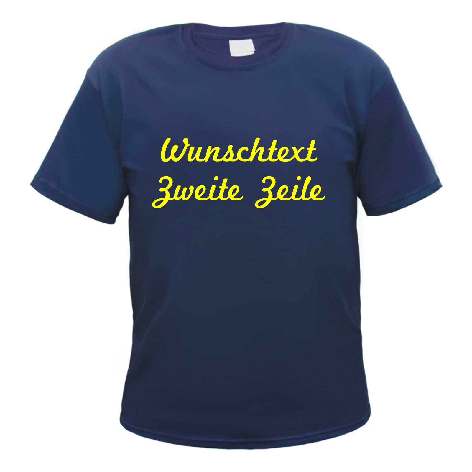 Herren T-Shirt Wunschtext mit Druck - Dunkelblau - NEON - Schreibschrift