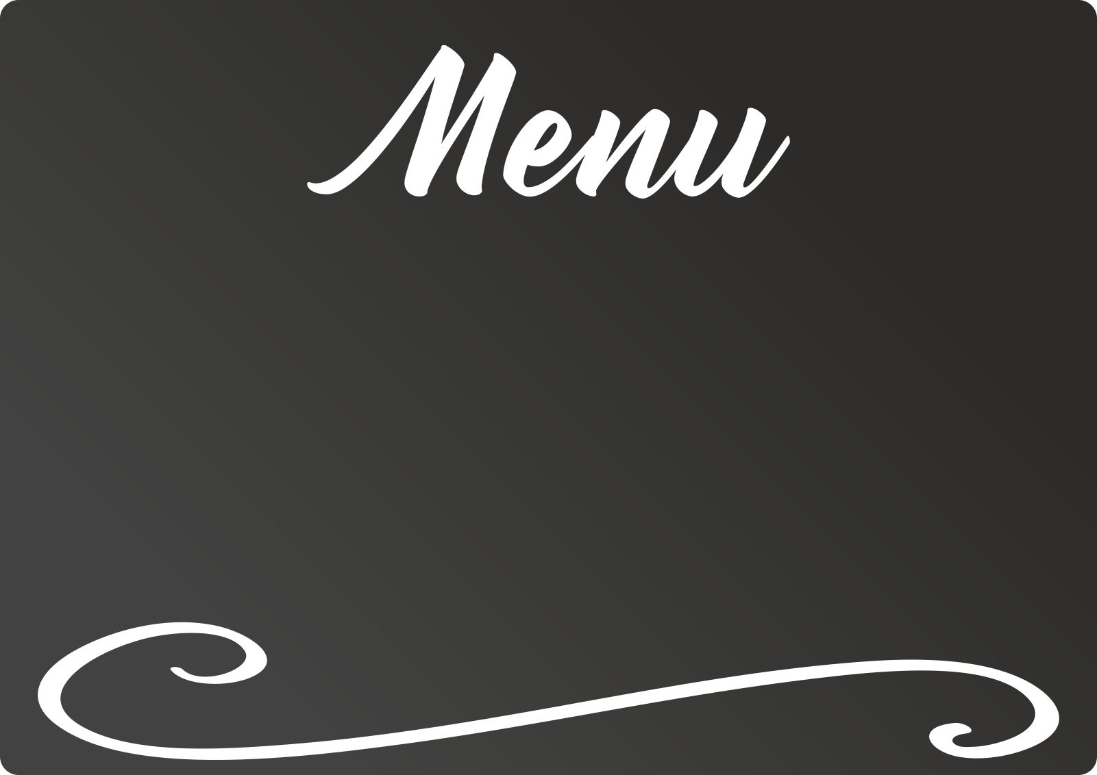 Menu Tafel - waagerecht - Kreidetafel Chalkboard