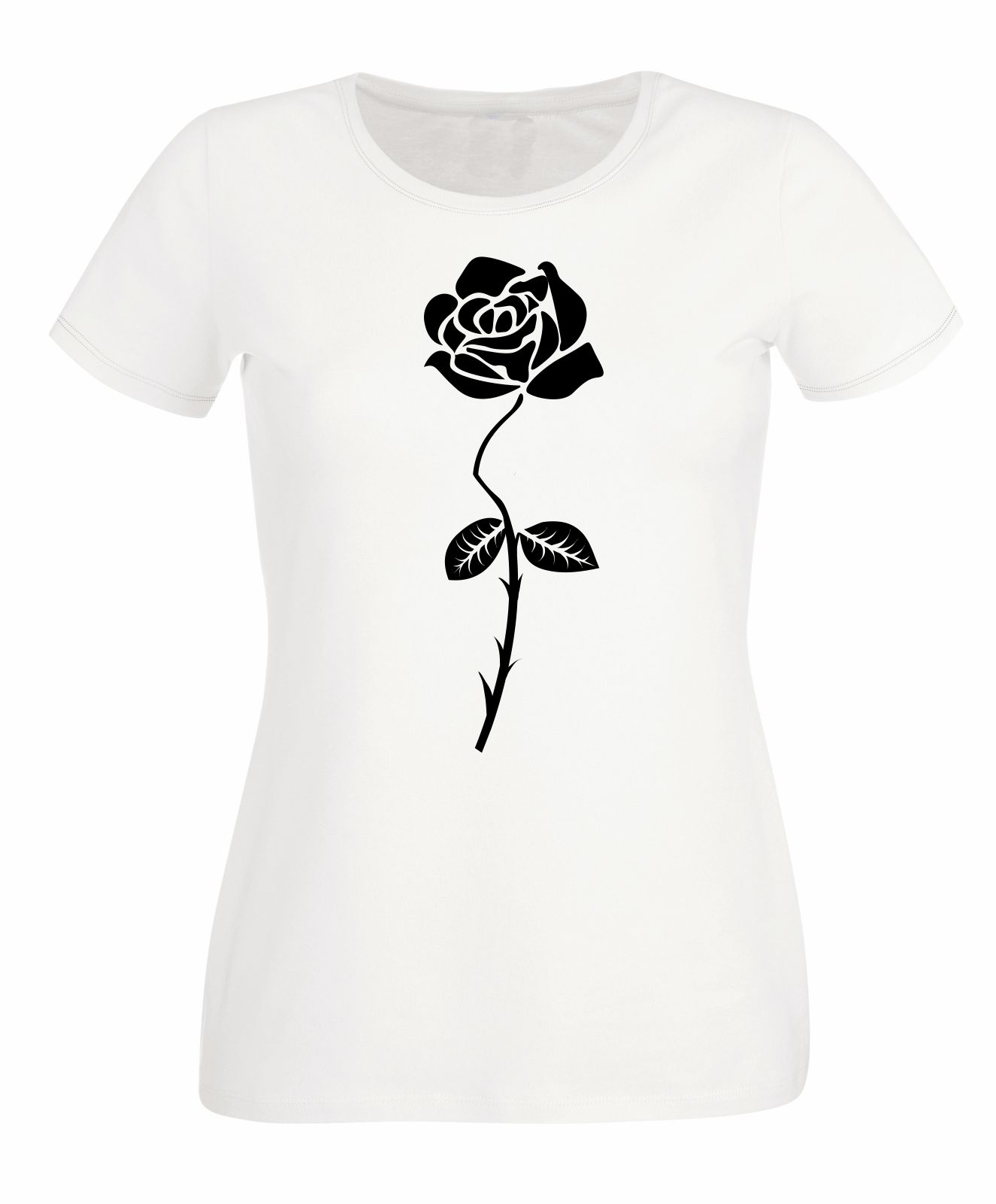 Rose Aufdruck s/w Varianten Damen T-Shirt