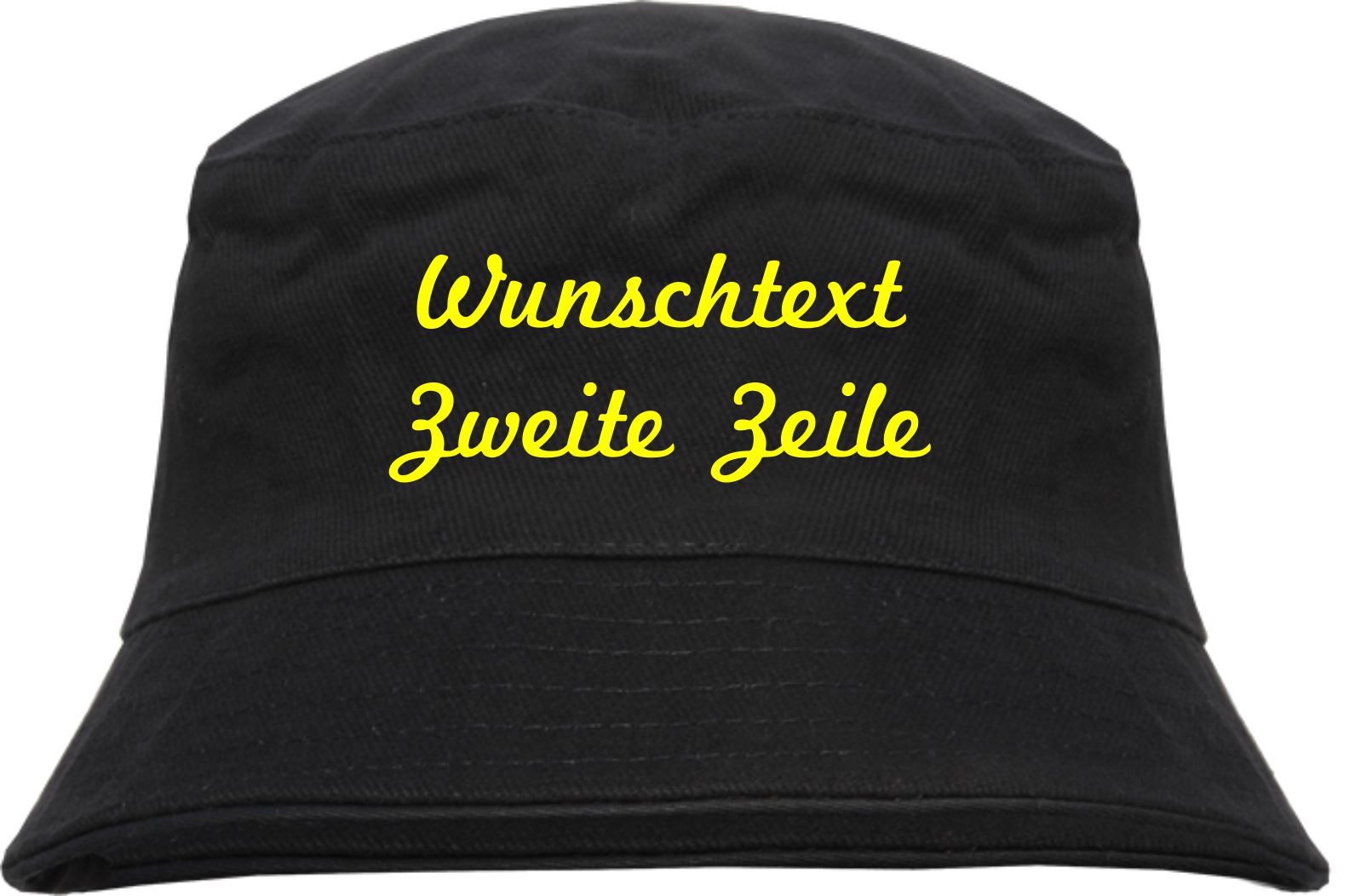 Individueller Fischerhut - schwarz - Schreibschrift - Bucket Hat mit Wunschtext bedruckt