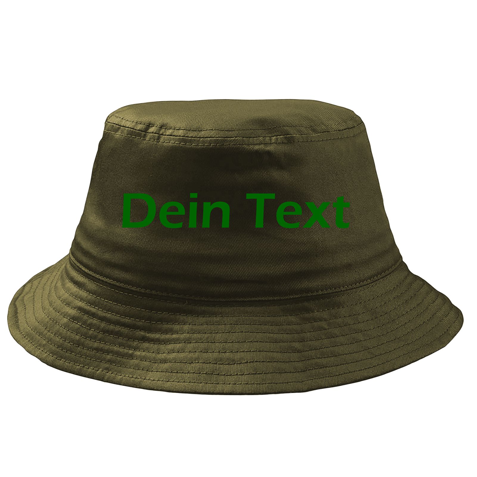 Fischerhut Wunschtext Druck - Oliv - Blockschrift - Bucket Hat