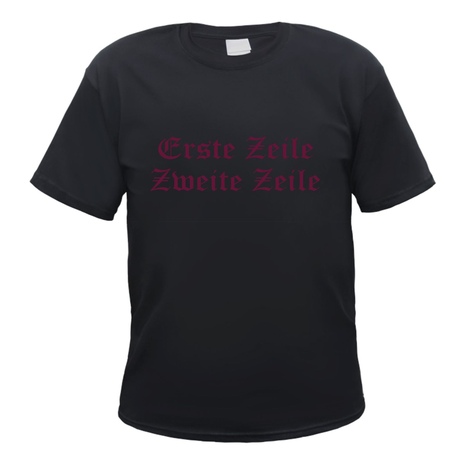 Herren T-Shirt Wunschtext mit Druck - Schwarz - altdeutsch gerade